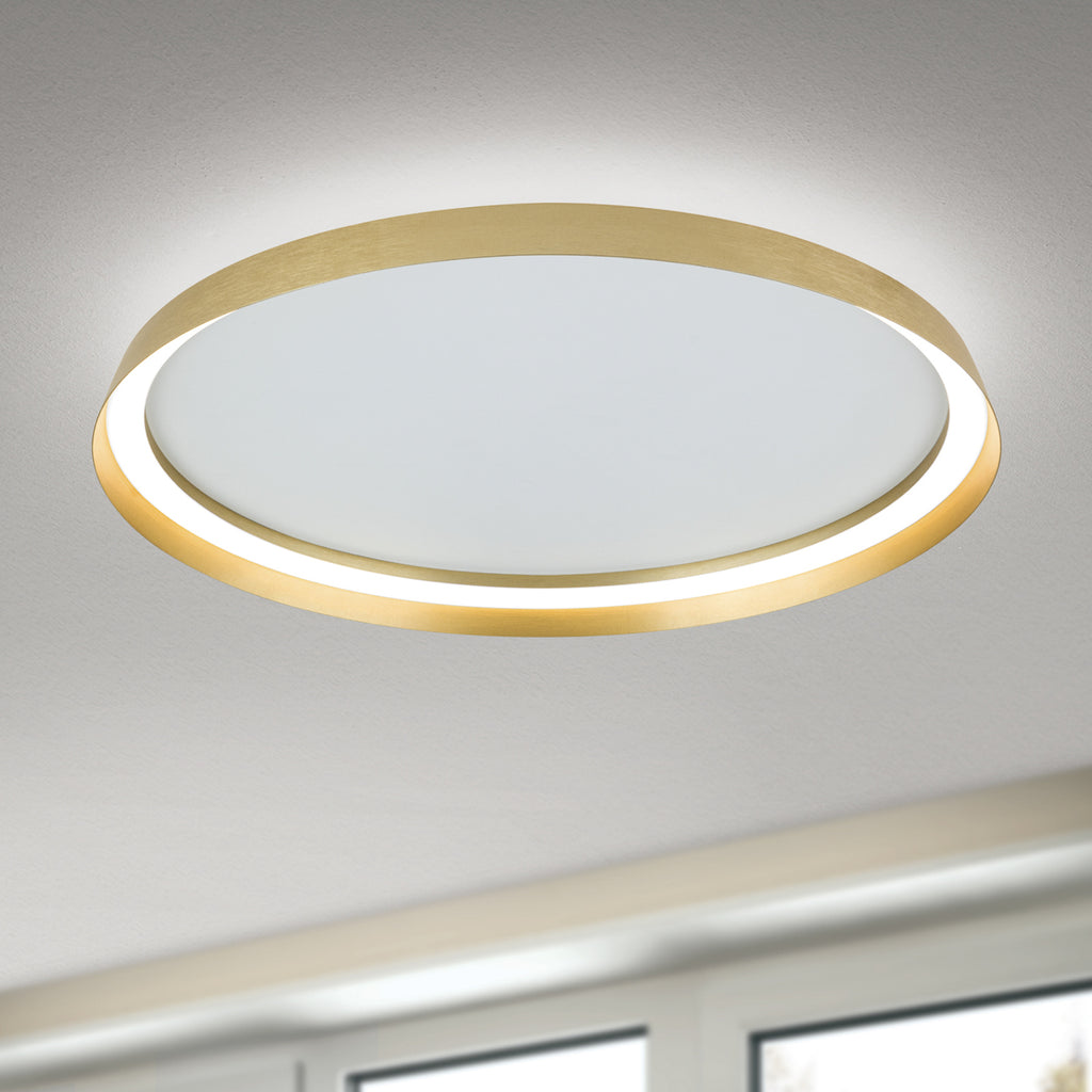 LED taklampe Manta aluminium gull CCT dimbar Ø60 cm bakside