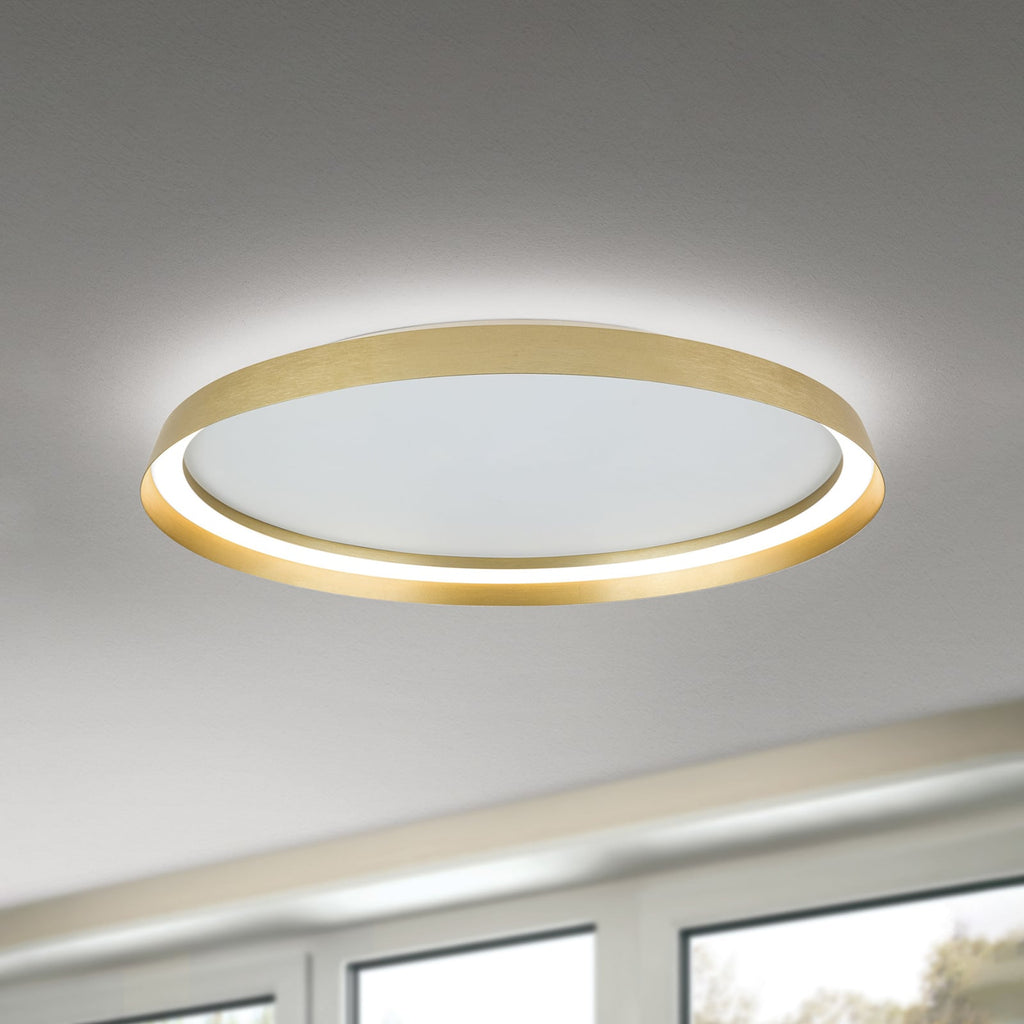 LED taklampe Manta aluminium gull CCT dimbar Ø60 cm forfra