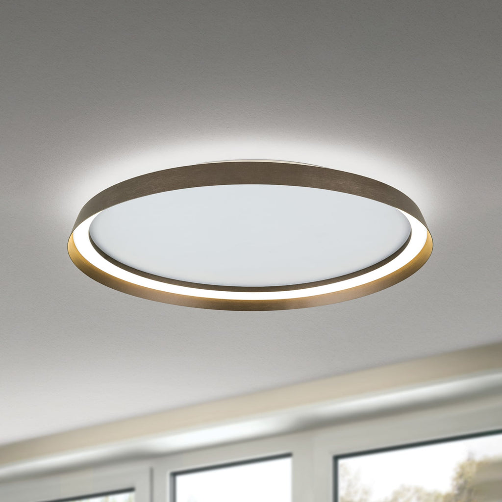 LED taklampe Manta dimbar aluminium bronse Ø60 cm forfra