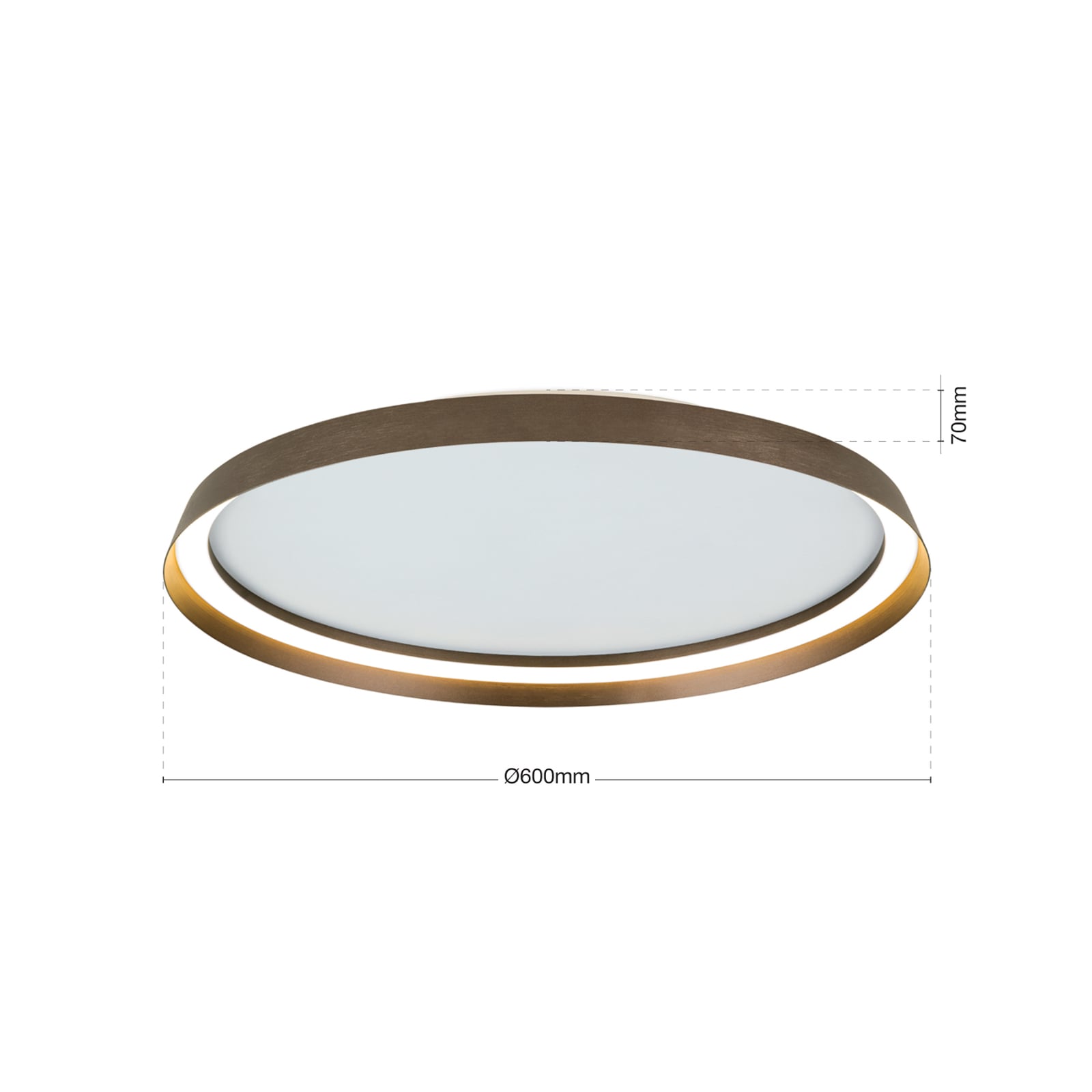 LED taklampe Manta dimbar aluminium bronse Ø60 cm nærbilde