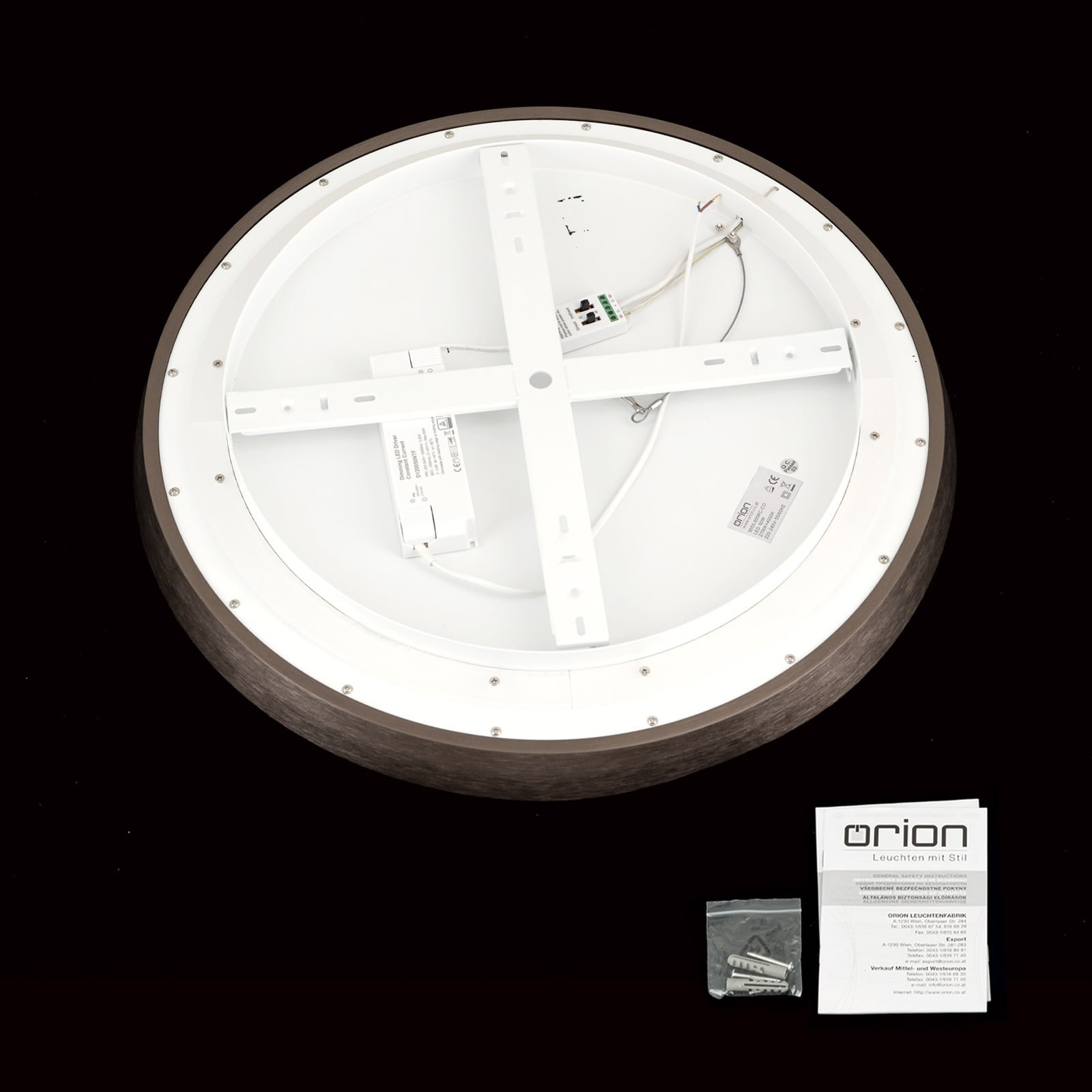 LED taklampe Manta dimbar aluminium bronse Ø60 cm lyseffekt