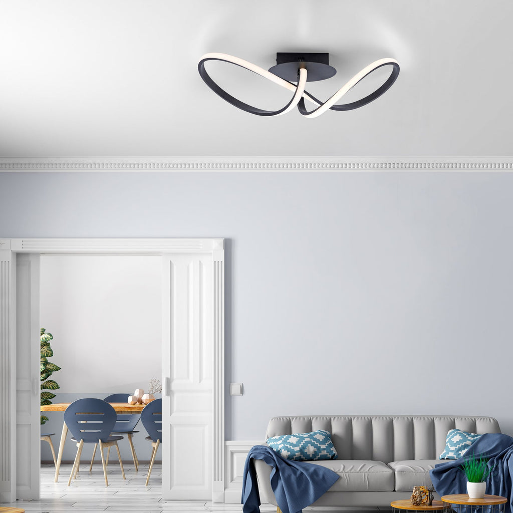 LED taklampe Maria dimbar svart aluminium 61 cm detalj av aluminiumstråder