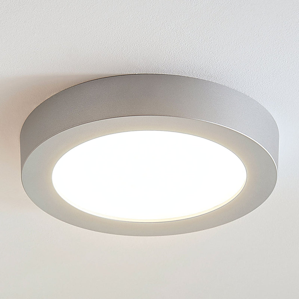 LED taklampe Marlo rund sølv/hvit Ø25,2 cm forfra