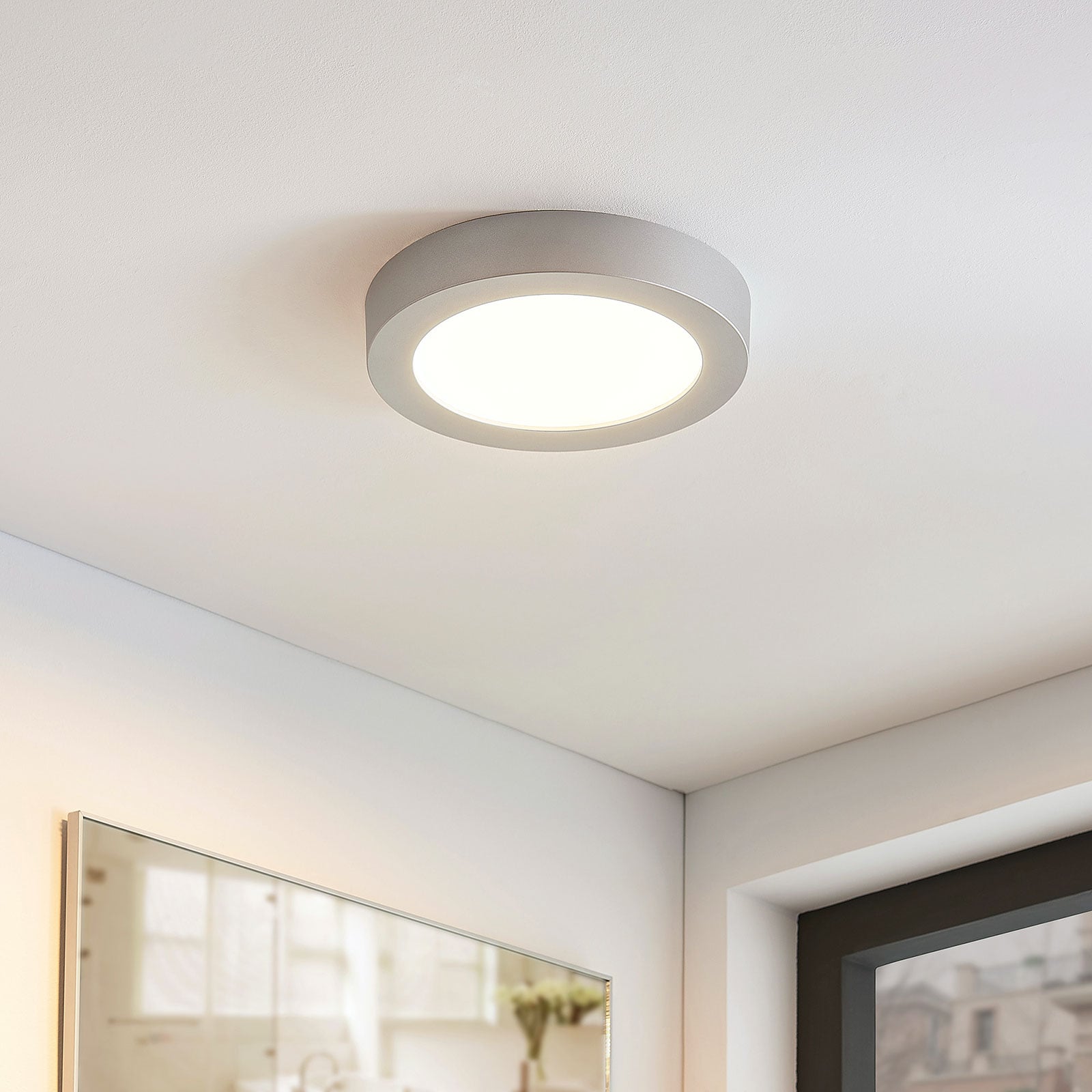 LED taklampe Marlo rund sølv/hvit Ø25,2 cm bakside