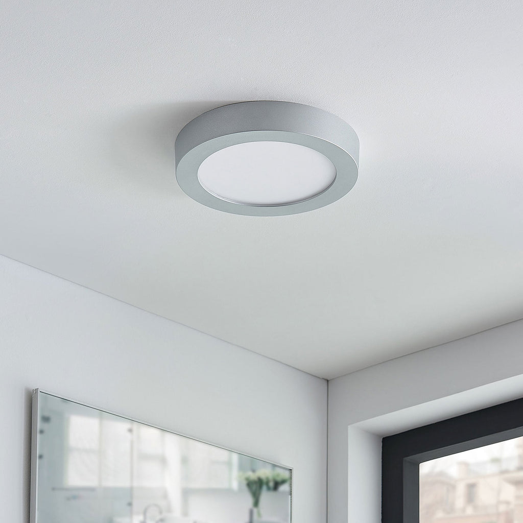 LED taklampe Marlo rund sølv/hvit Ø25,2 cm detalj av ramme
