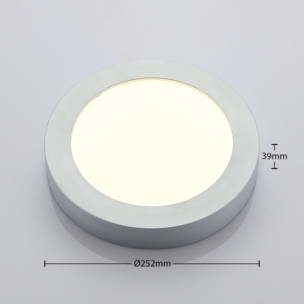 LED taklampe Marlo rund sølv/hvit Ø25,2 cm nærbilde av lyskilde