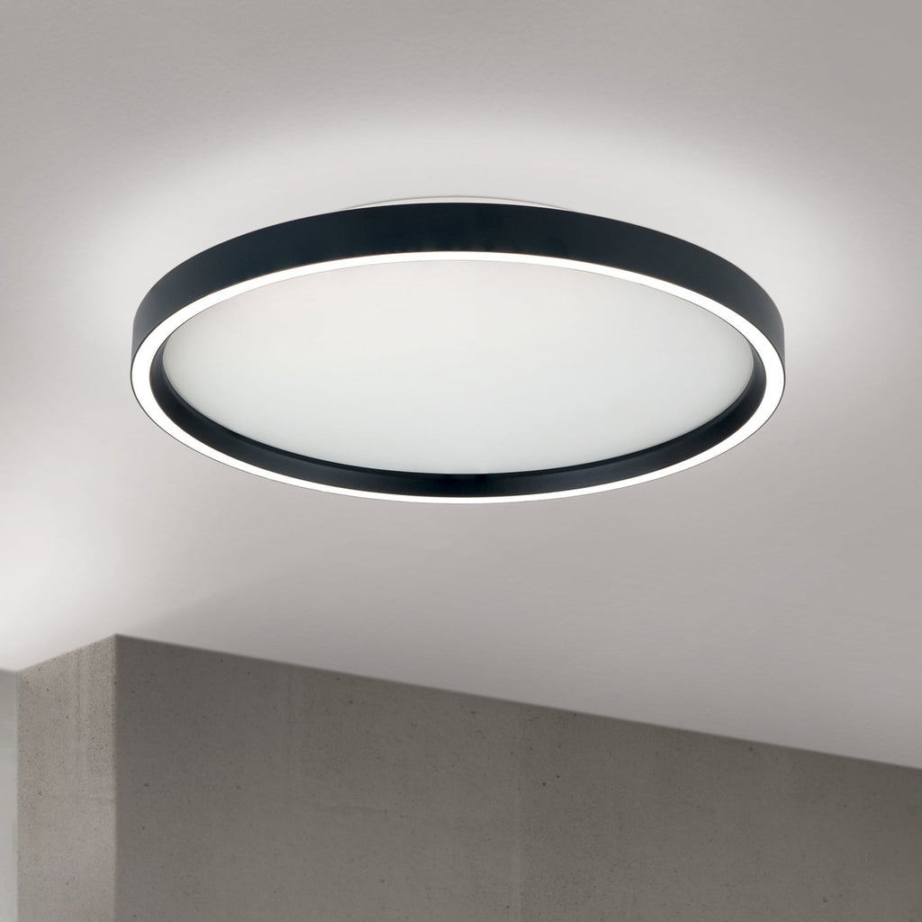 LED taklampe MASCA svart aluminium Ø40 cm CCT dimbar forfra