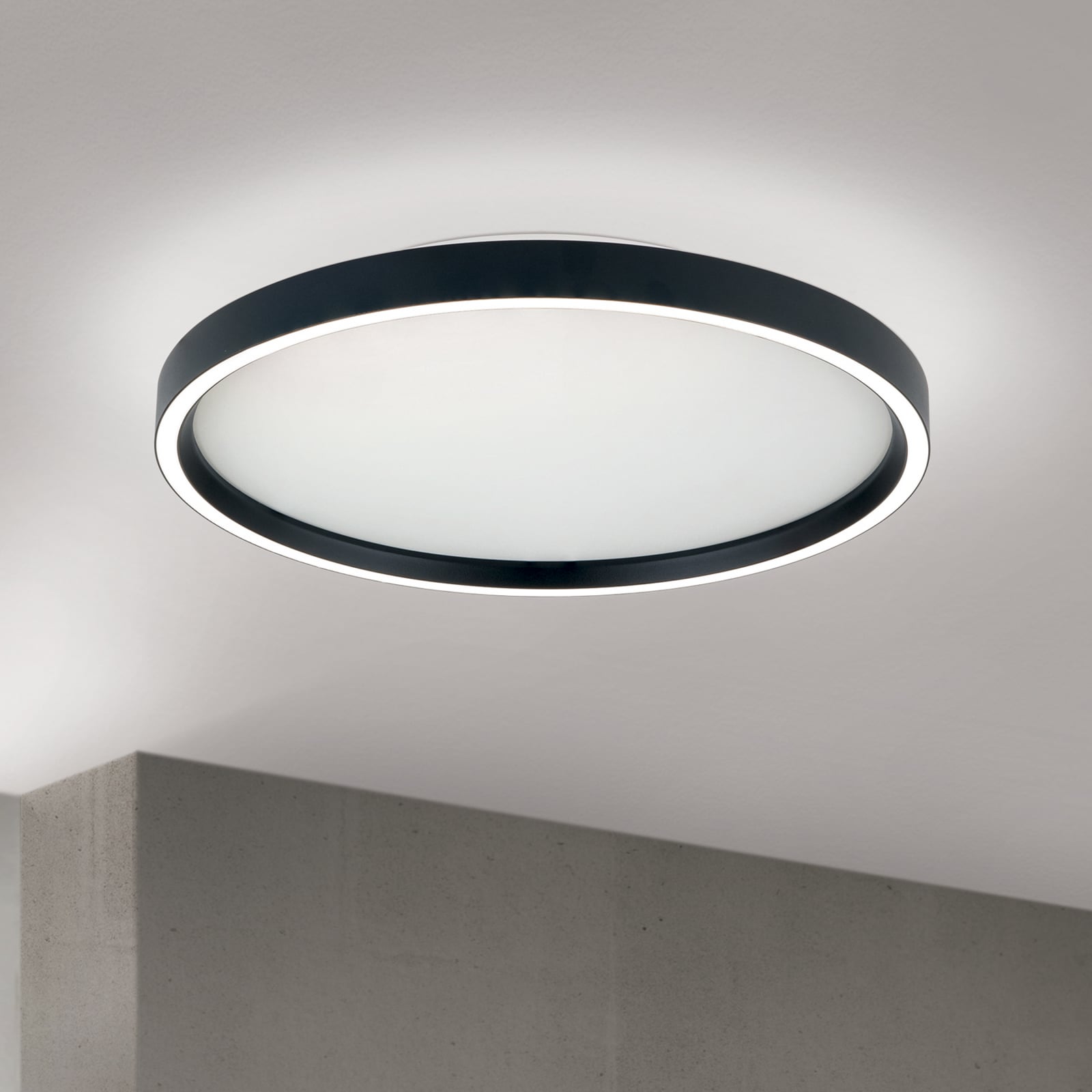 LED taklampe MASCA svart aluminium Ø40 cm CCT dimbar forfra