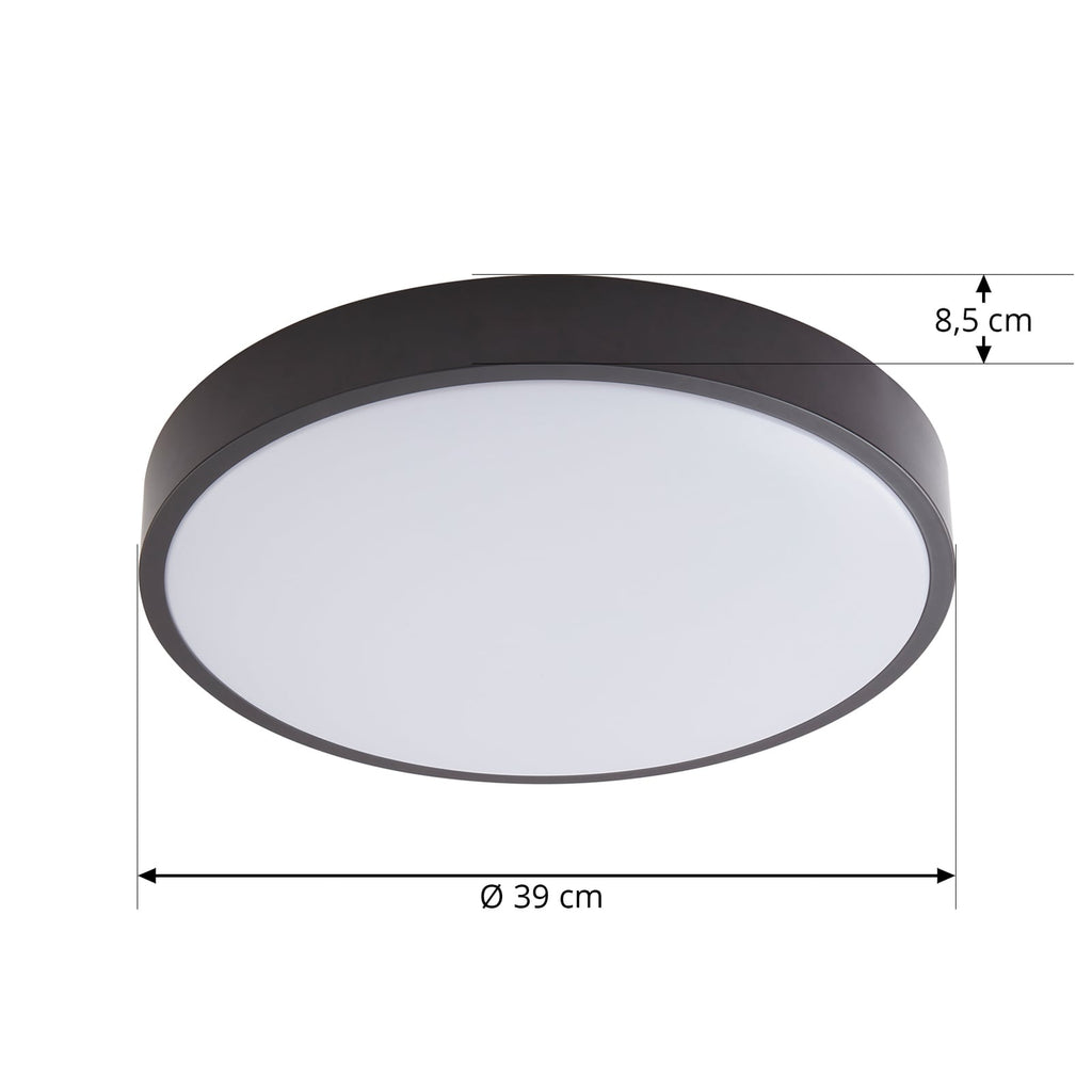 LED taklampe Medon svart metall Ø38 cm IP44 montert i tak