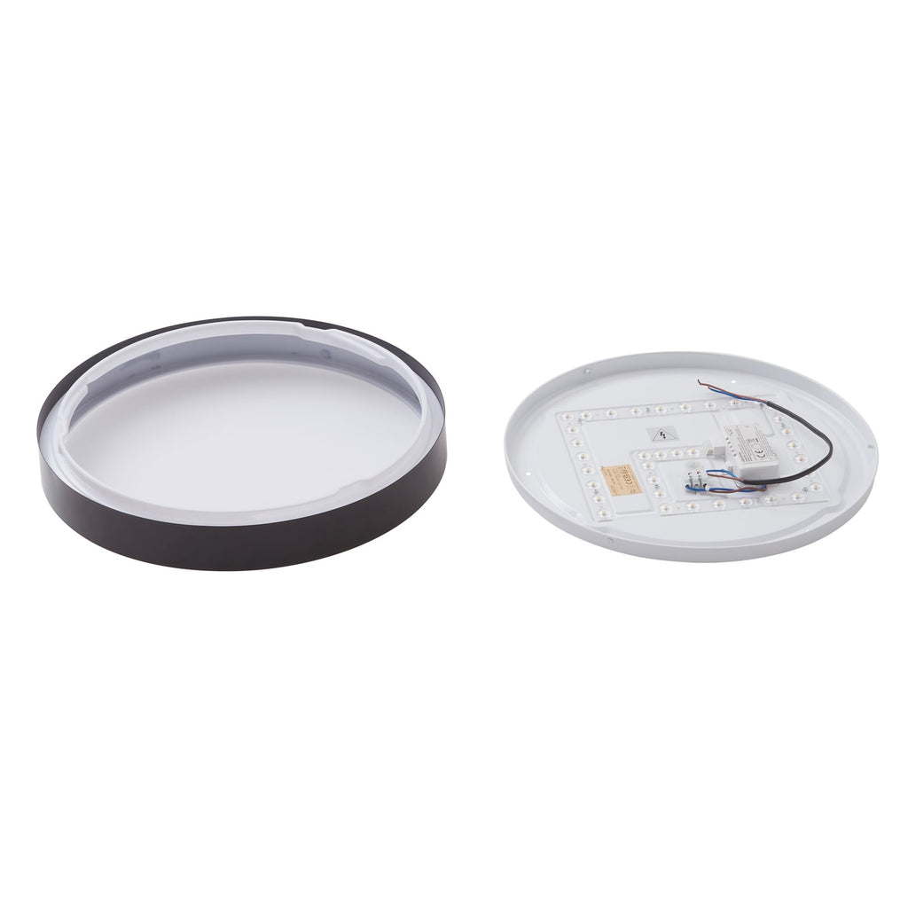 LED taklampe Medon svart metall Ø38 cm IP44 synlig LED-lyskilde