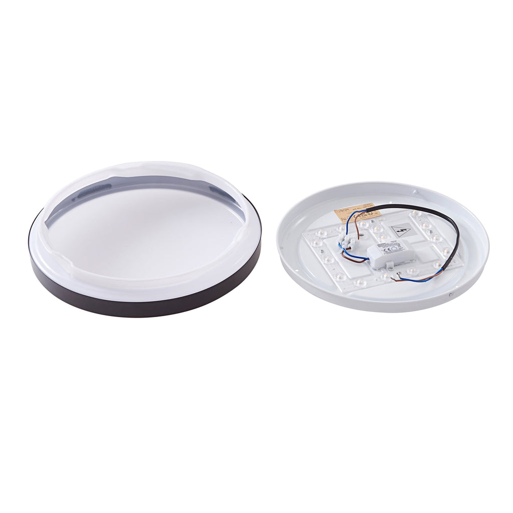 LED taklampe Medon svart plast Ø29 cm IP44 sideprofil