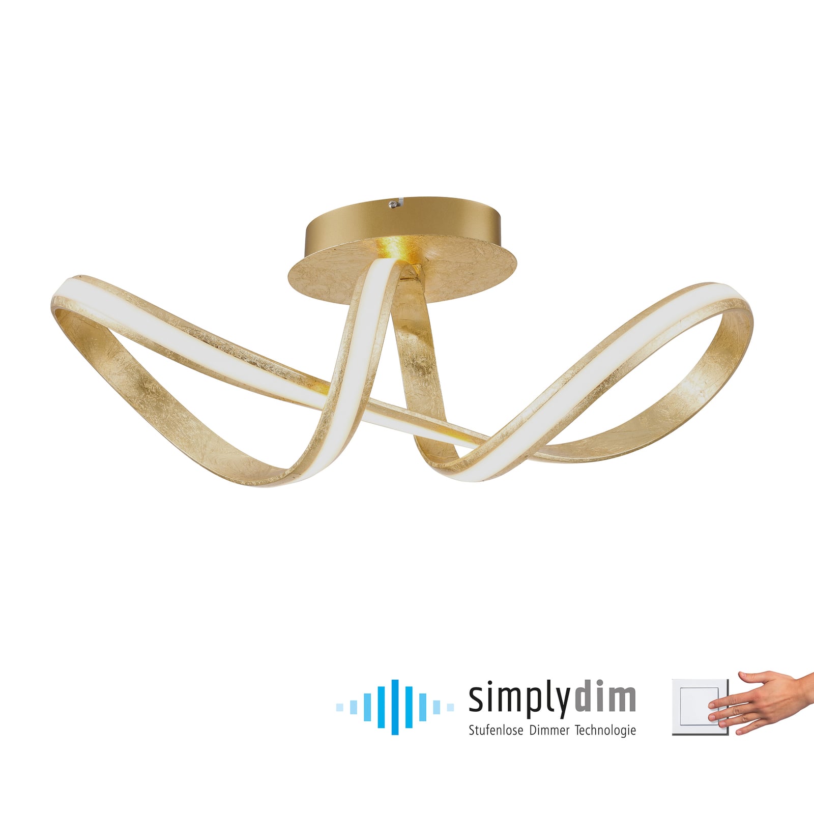 Detalj av LED taklampe Melinda dimbar gull 64 cm