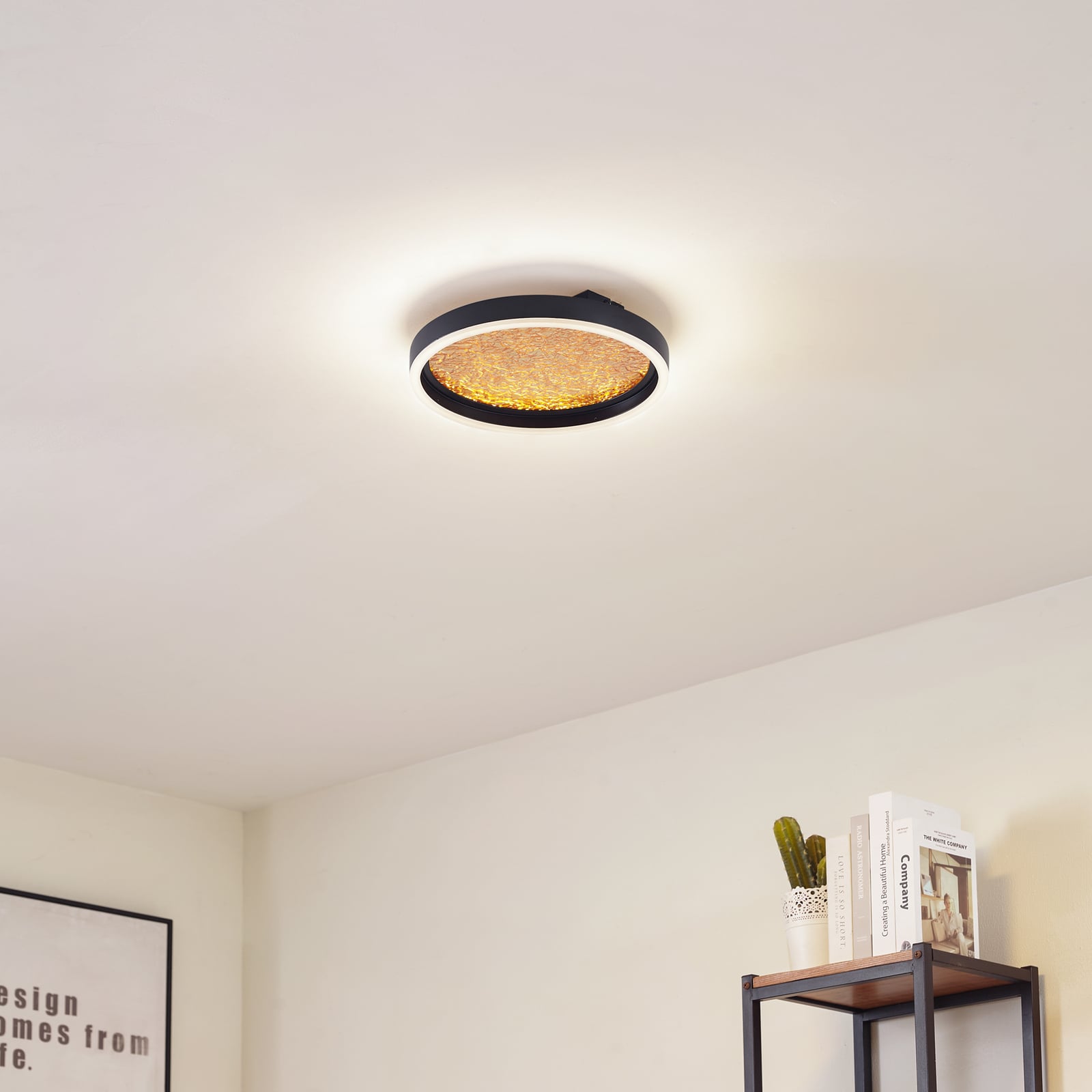 LED taklampe Menulis svart/gull dimbar bakside