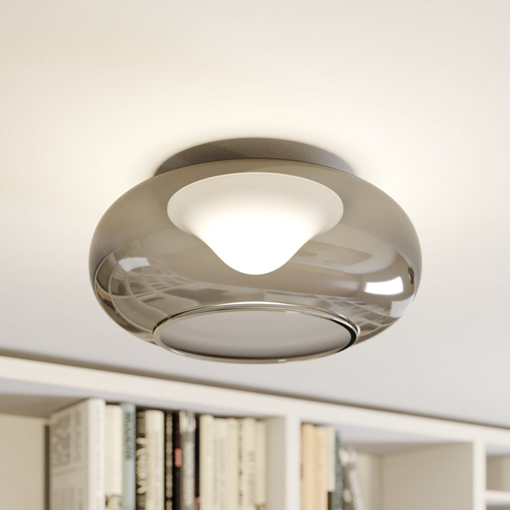 LED taklampe Mijo røykgrå glass forfra