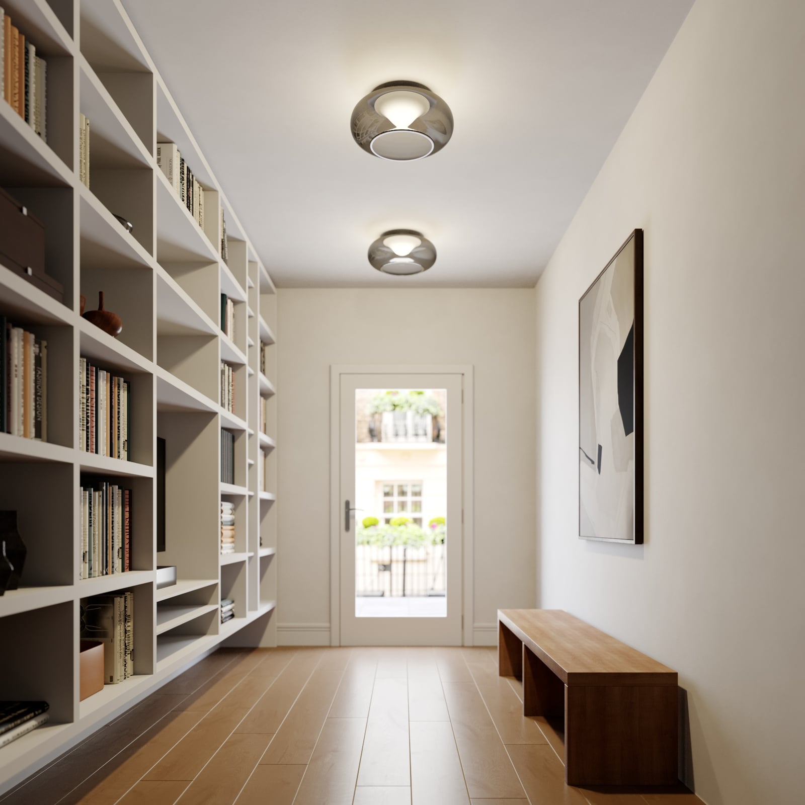 LED taklampe Mijo røykgrå glass bakside
