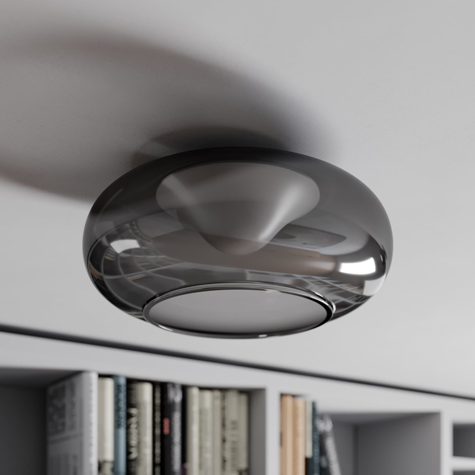 LED taklampe Mijo røykgrå glass detalj