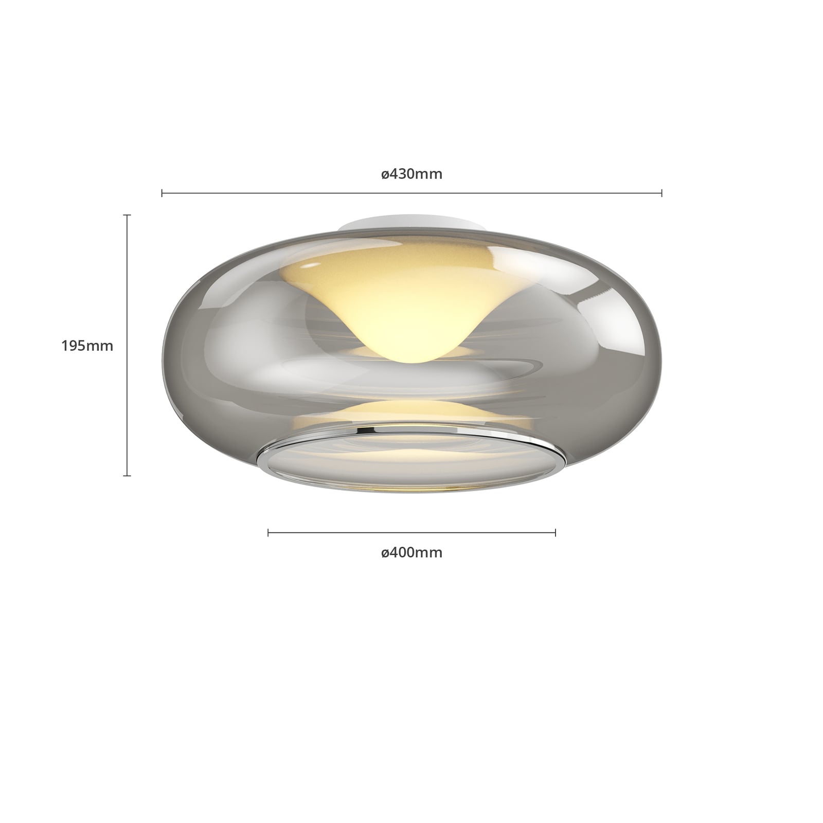 LED taklampe Mijo røykgrå glass lysbilde