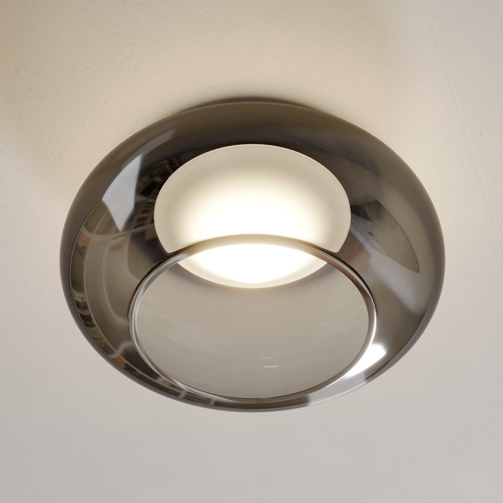 LED taklampe Mijo røykgrå glass overlys