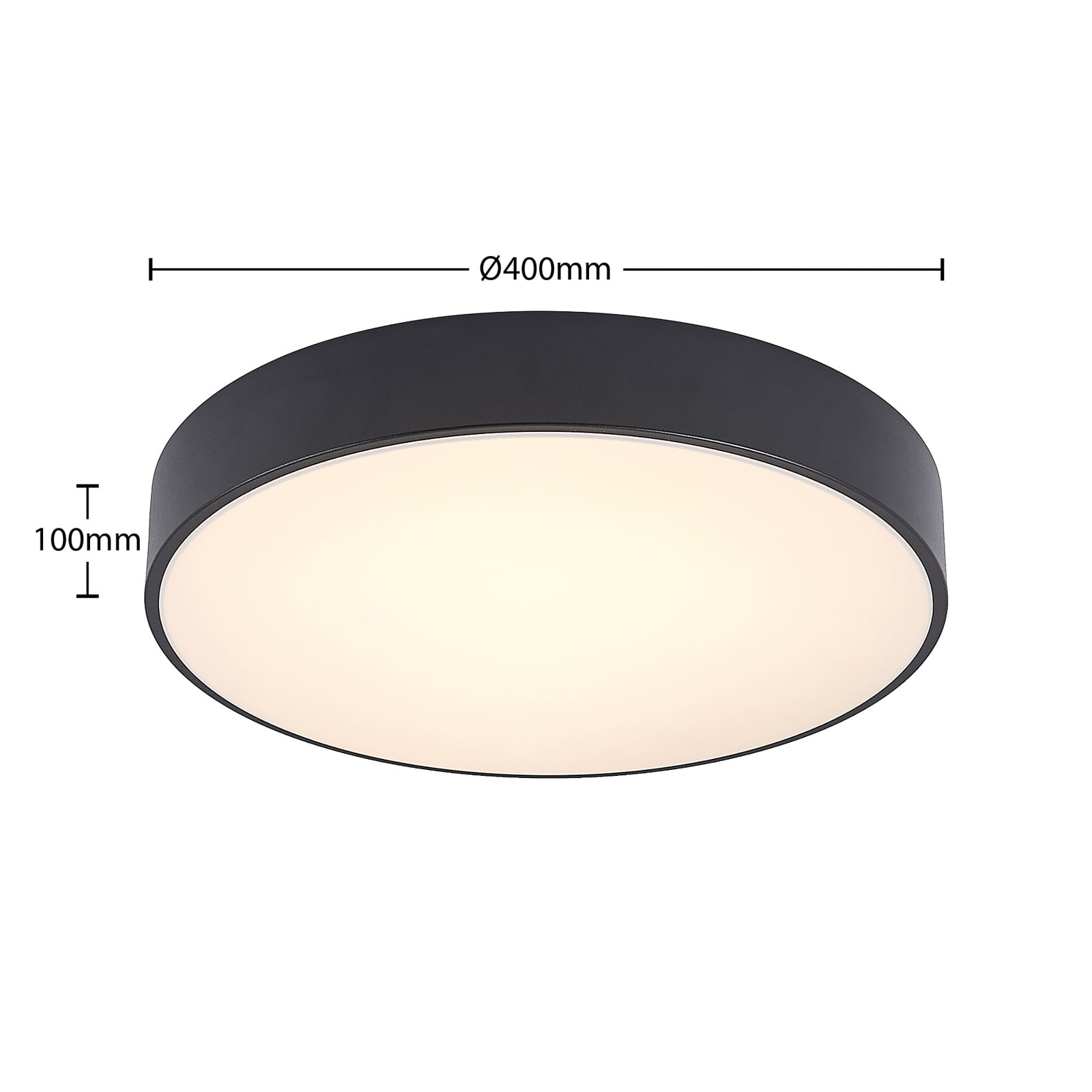 LED taklampe Milada dimbar CCT Ø40 cm svart med fjernkontroll - Lindby