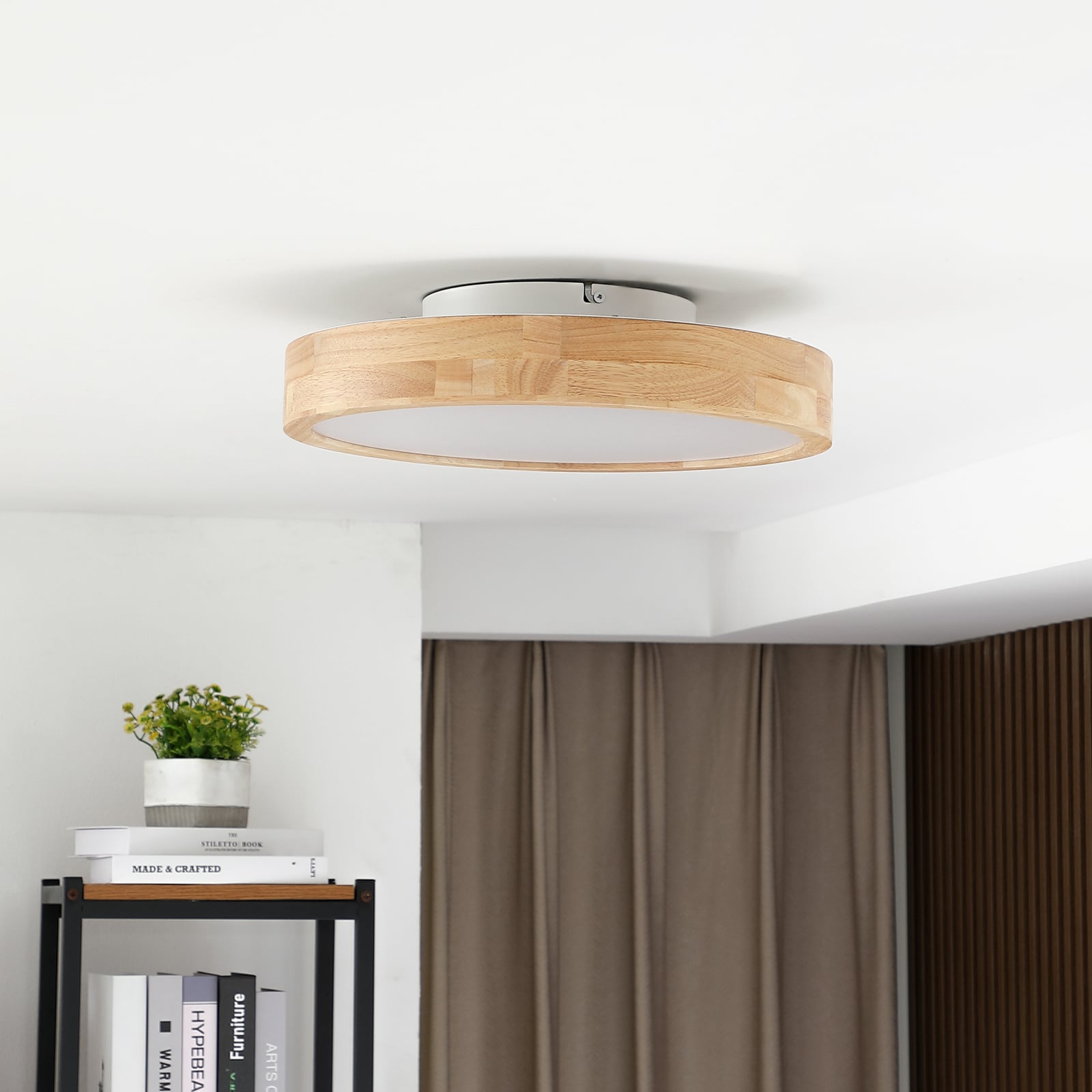 LED taklampe Milada eik CCT dimbar Ø40 cm bakside