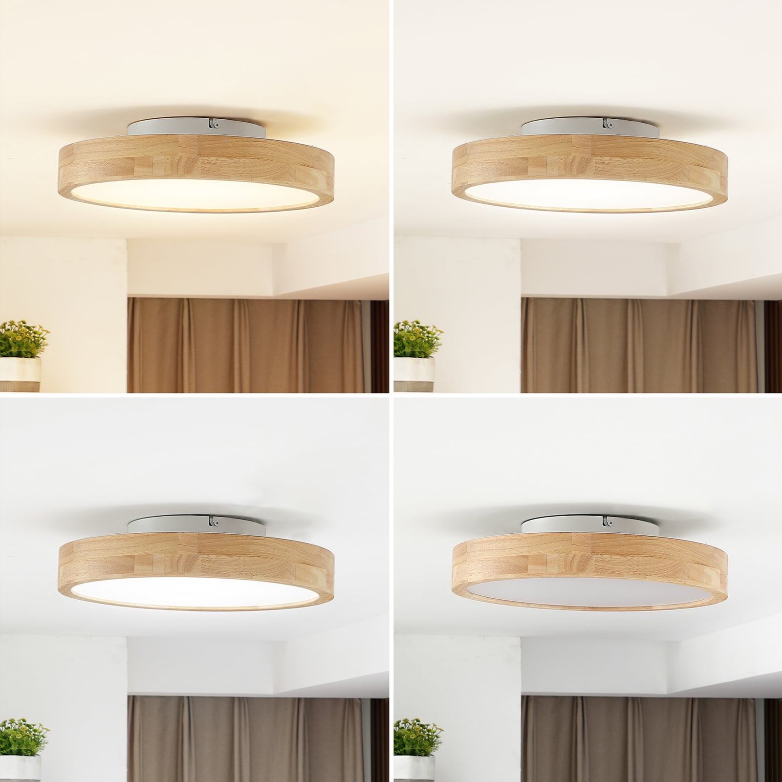 LED taklampe Milada eik CCT dimbar Ø40 cm helhetsbilde