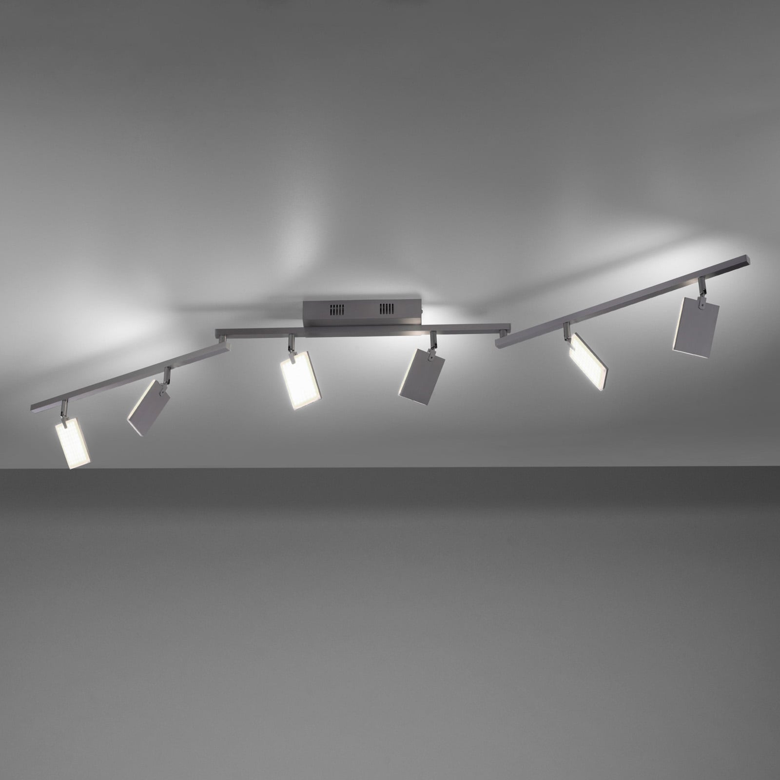 LED taklampe Mira 6-lys dimbar CCT fjernkontroll aluminium forfra