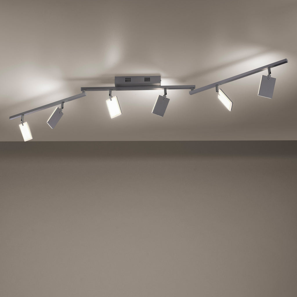 Montert LED taklampe Mira 6-lys dimbar CCT fjernkontroll aluminium i rom
