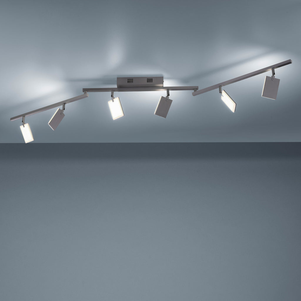 Nærbilde av lyselement på LED taklampe Mira 6-lys dimbar CCT fjernkontroll aluminium