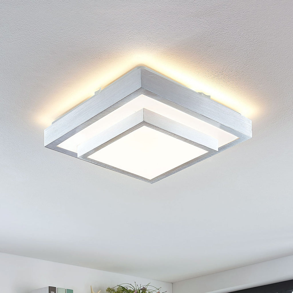 LED taklampe Mirco kvadratisk aluminium 32x32 cm 19W forfra