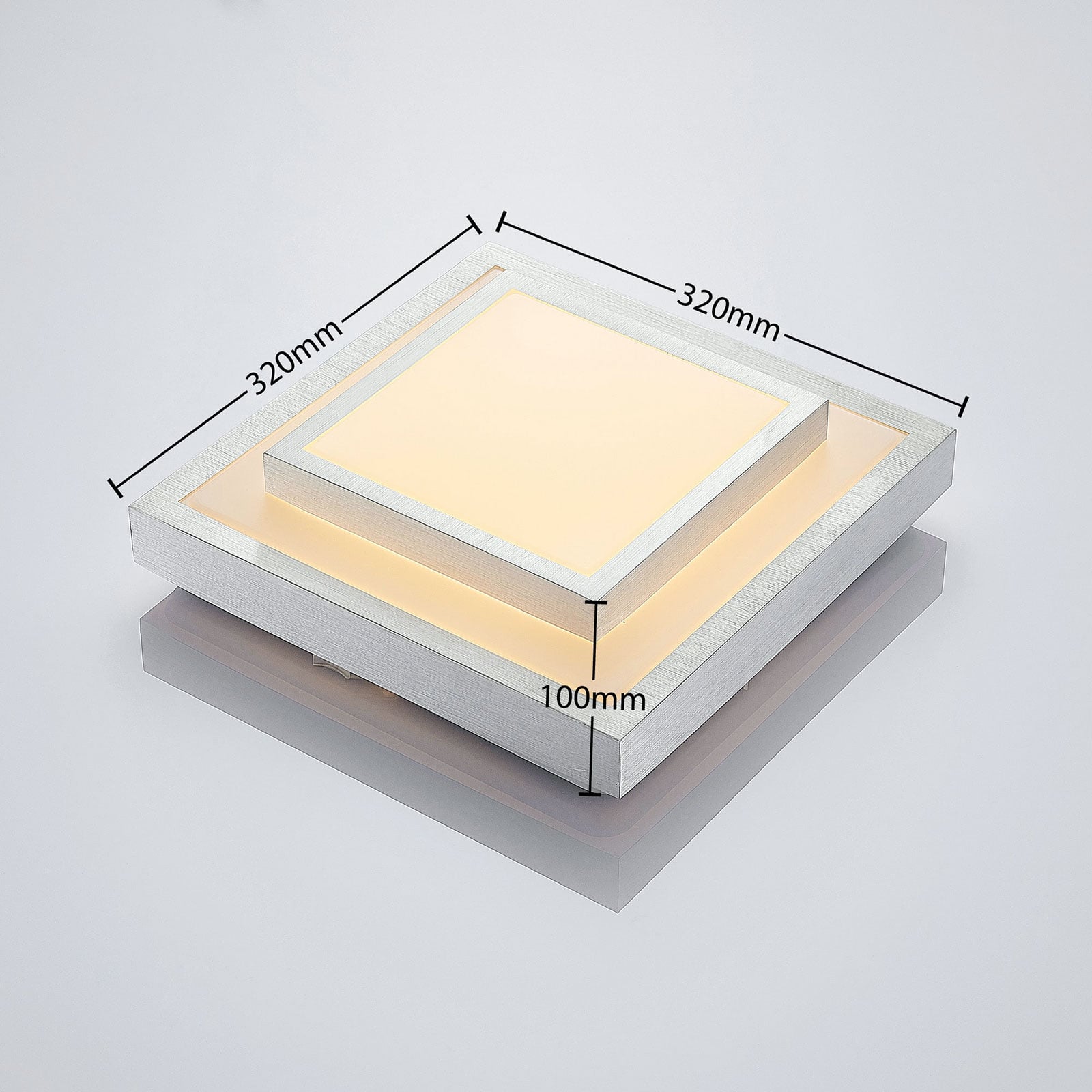 Montert LED taklampe Mirco kvadratisk aluminium 32x32 cm 19W i rom