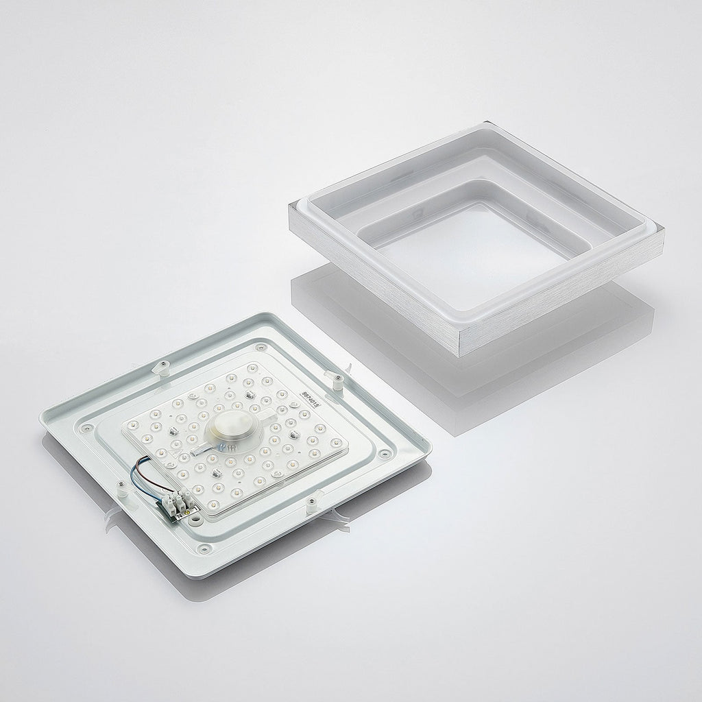 LED taklampe Mirco kvadratisk aluminium 32x32 cm 19W med satinerte lysflater