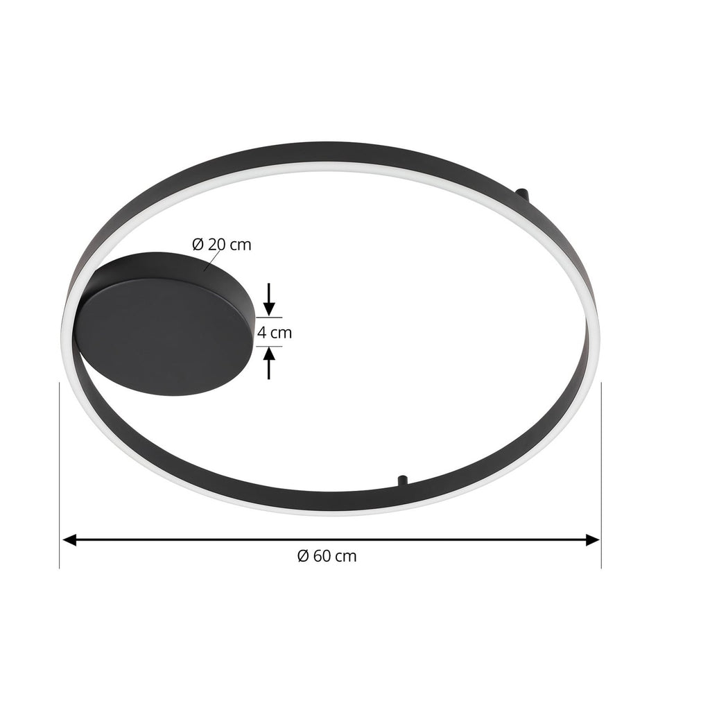 LED taklampe Moise smart dimbar CCT Ø60 cm svart nærbilde