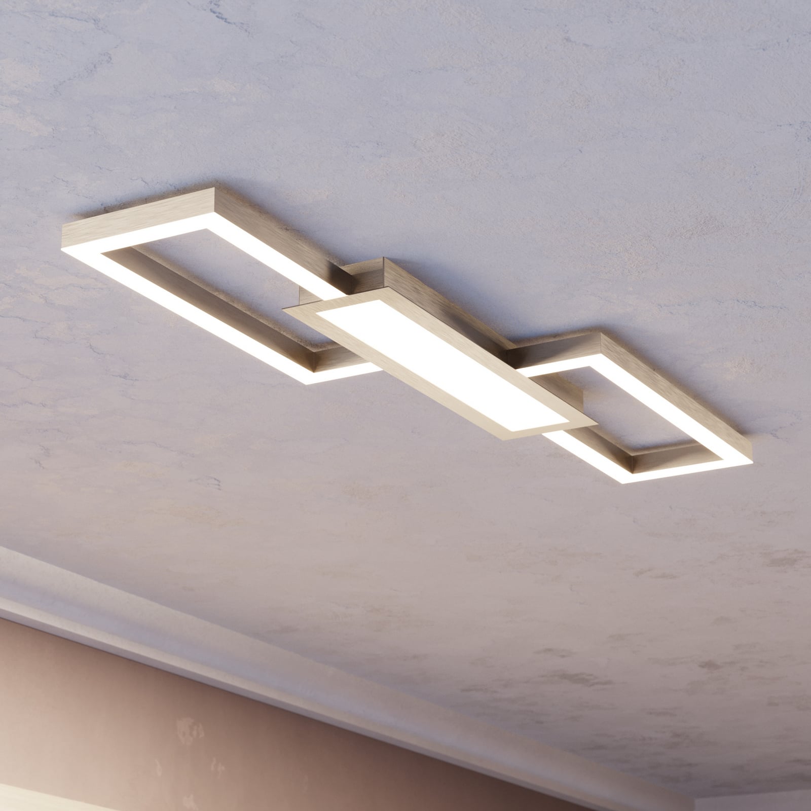 LED taklampe Monirote matt nikkel forfra