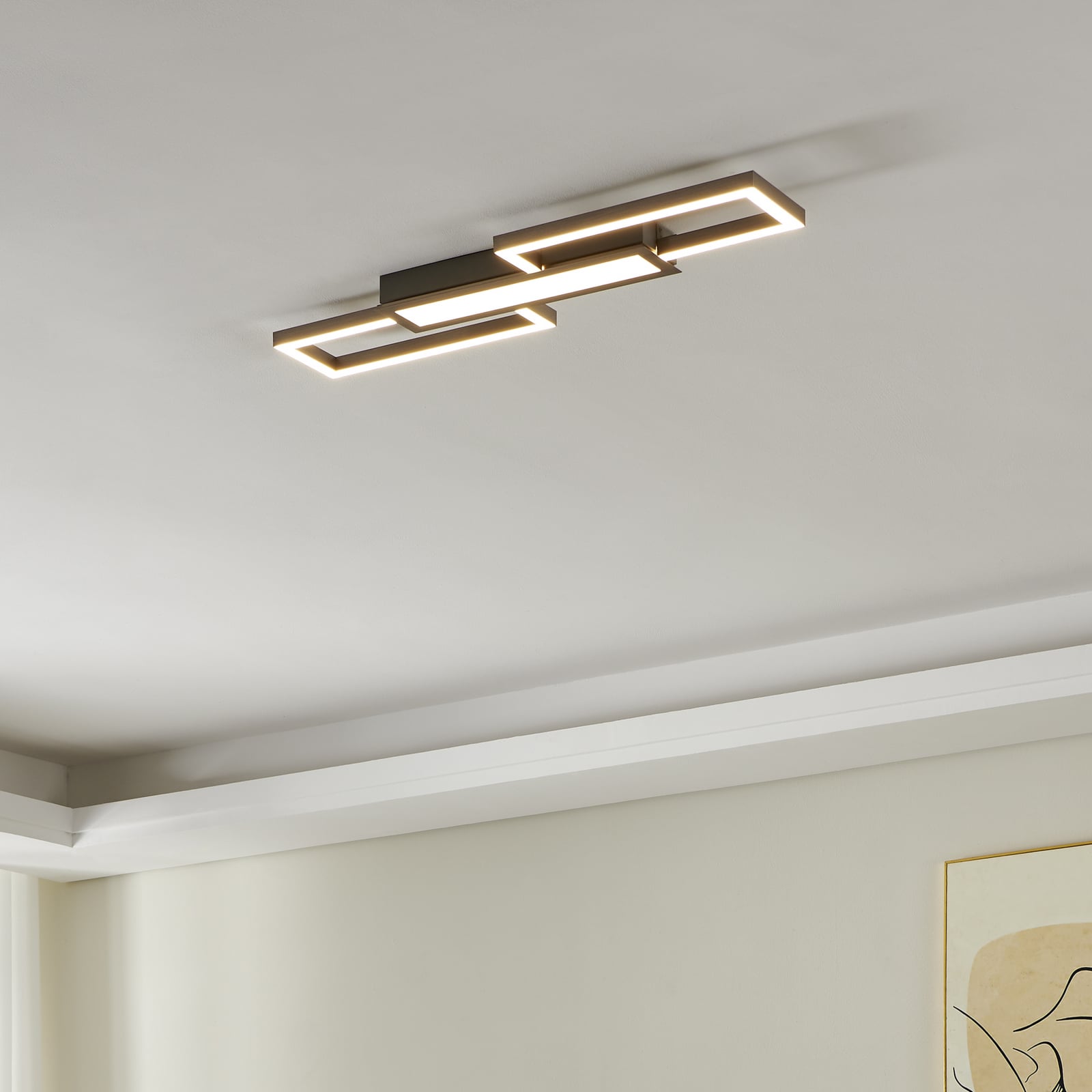 LED taklampe Monirote matt nikkel bakside