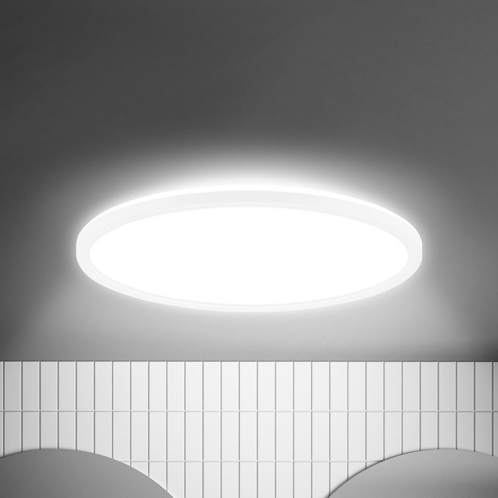LED taklampe Move med bevegelsessensor Ø42 cm IP44 hvit forfra
