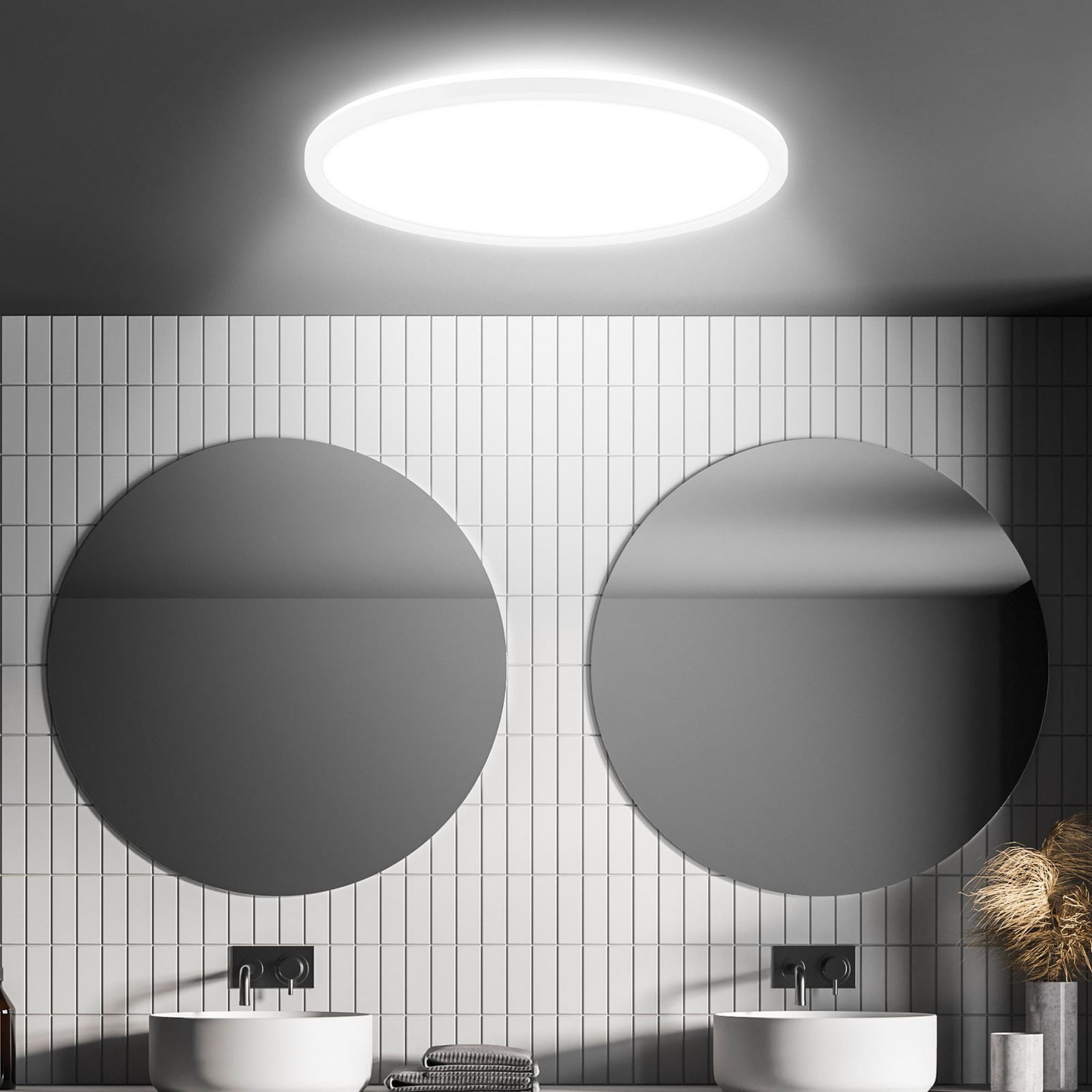 LED taklampe Move med bevegelsessensor Ø42 cm IP44 hvit bakside