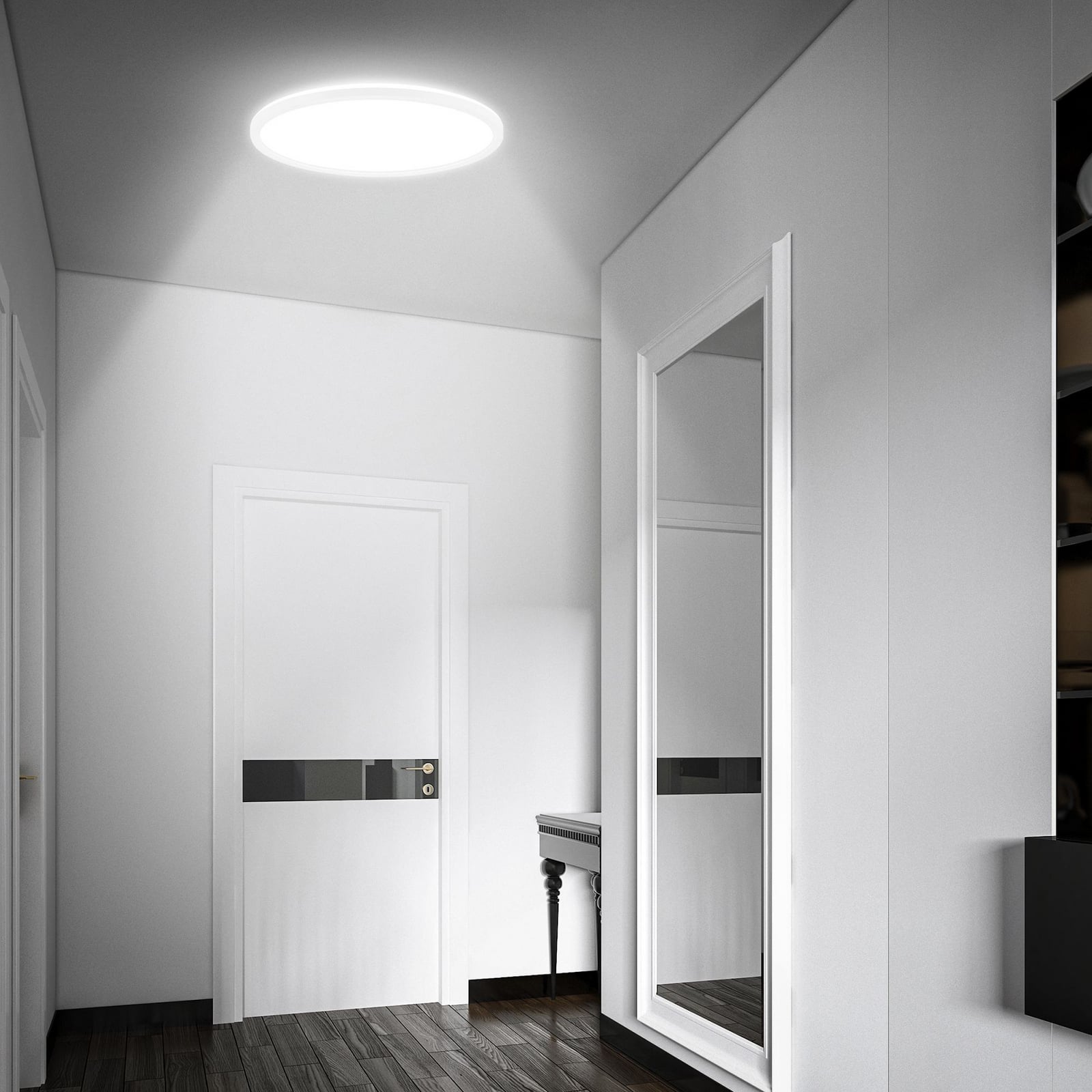Detalj av LED taklampe Move med bevegelsessensor Ø42 cm IP44 hvit