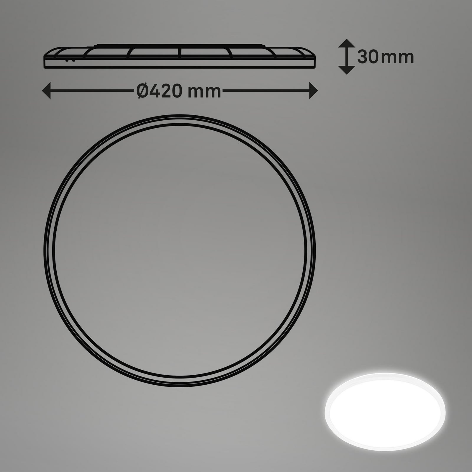 Nærbilde av sensor på LED taklampe Move med bevegelsessensor Ø42 cm IP44 hvit