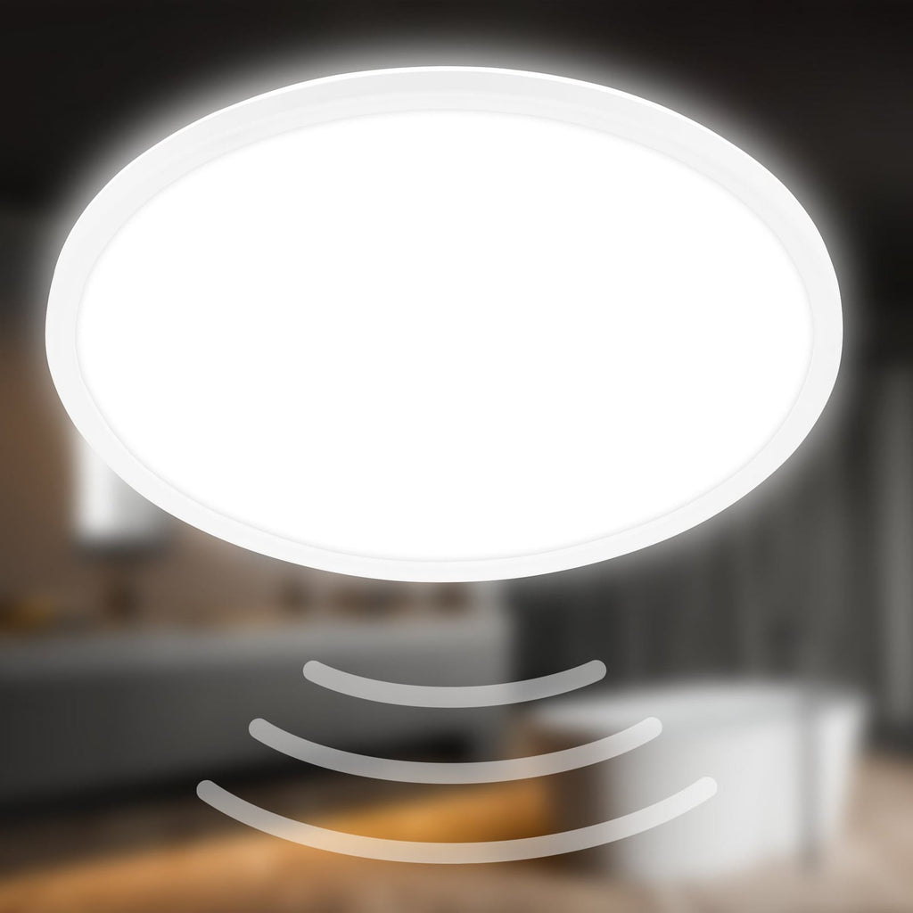 LED taklampe Move med bevegelsessensor Ø42 cm IP44 hvit sideprofil