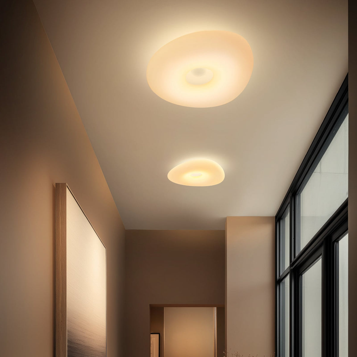 Montert LED taklampe Mr. Magoo dimbar Ø76 cm hvit i rom