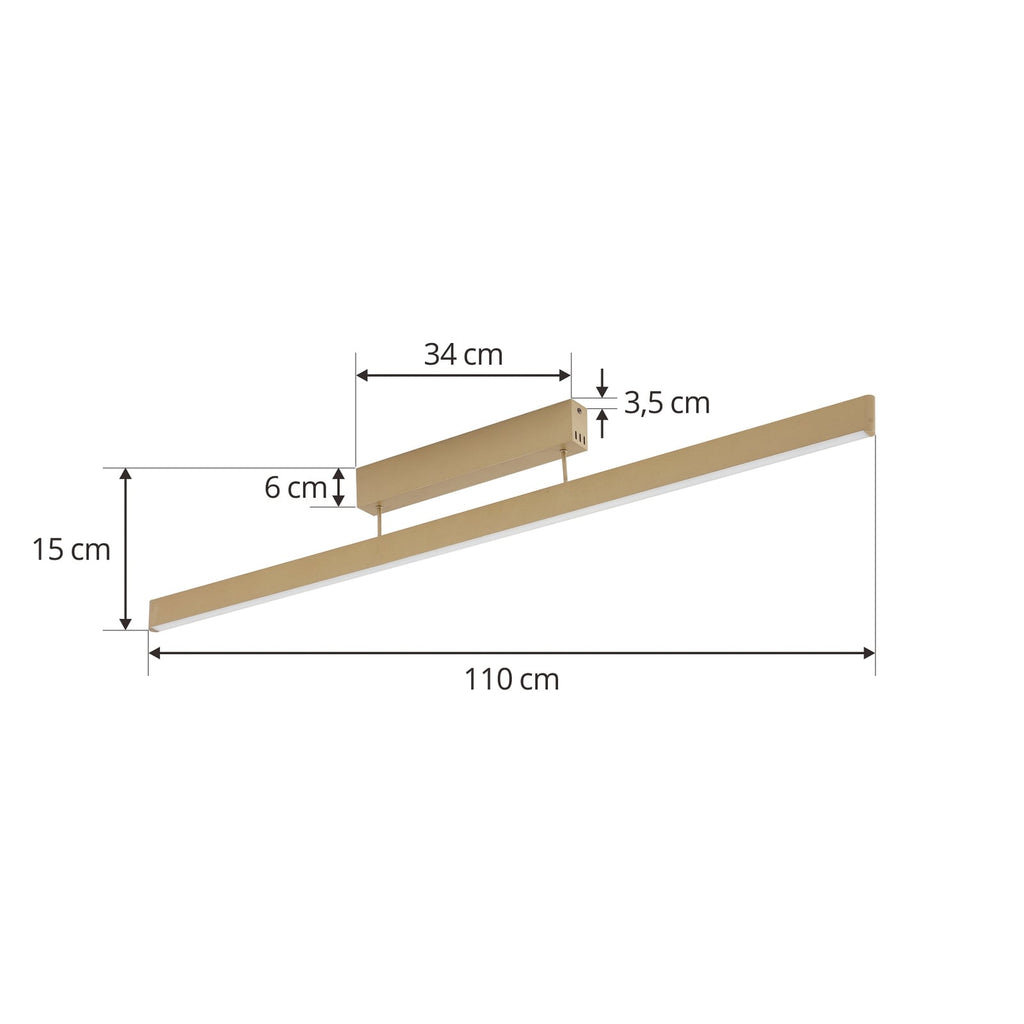 LED taklampe Mylosh dimbar CCT gull 110 cm aluminium montert i rom