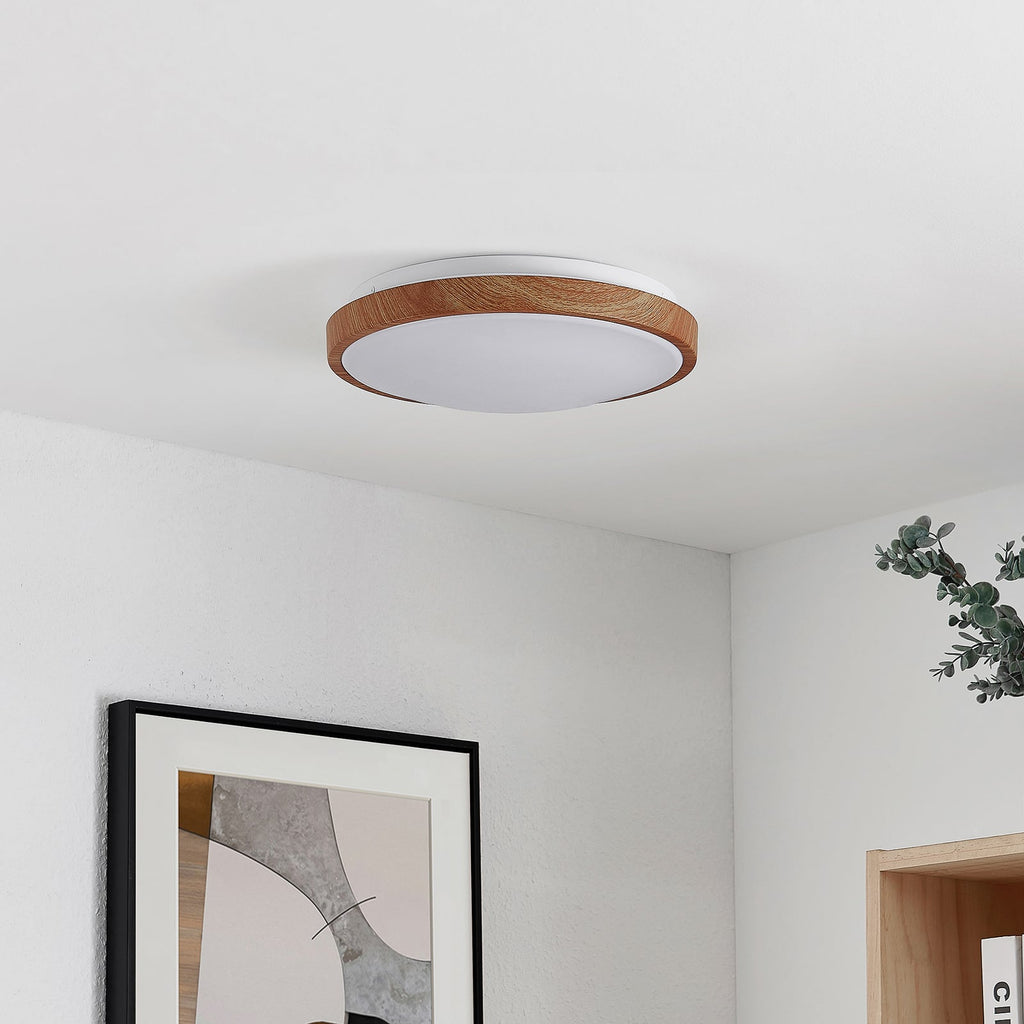 Bakside av LED taklampe Mynte rund trefarget/hvit