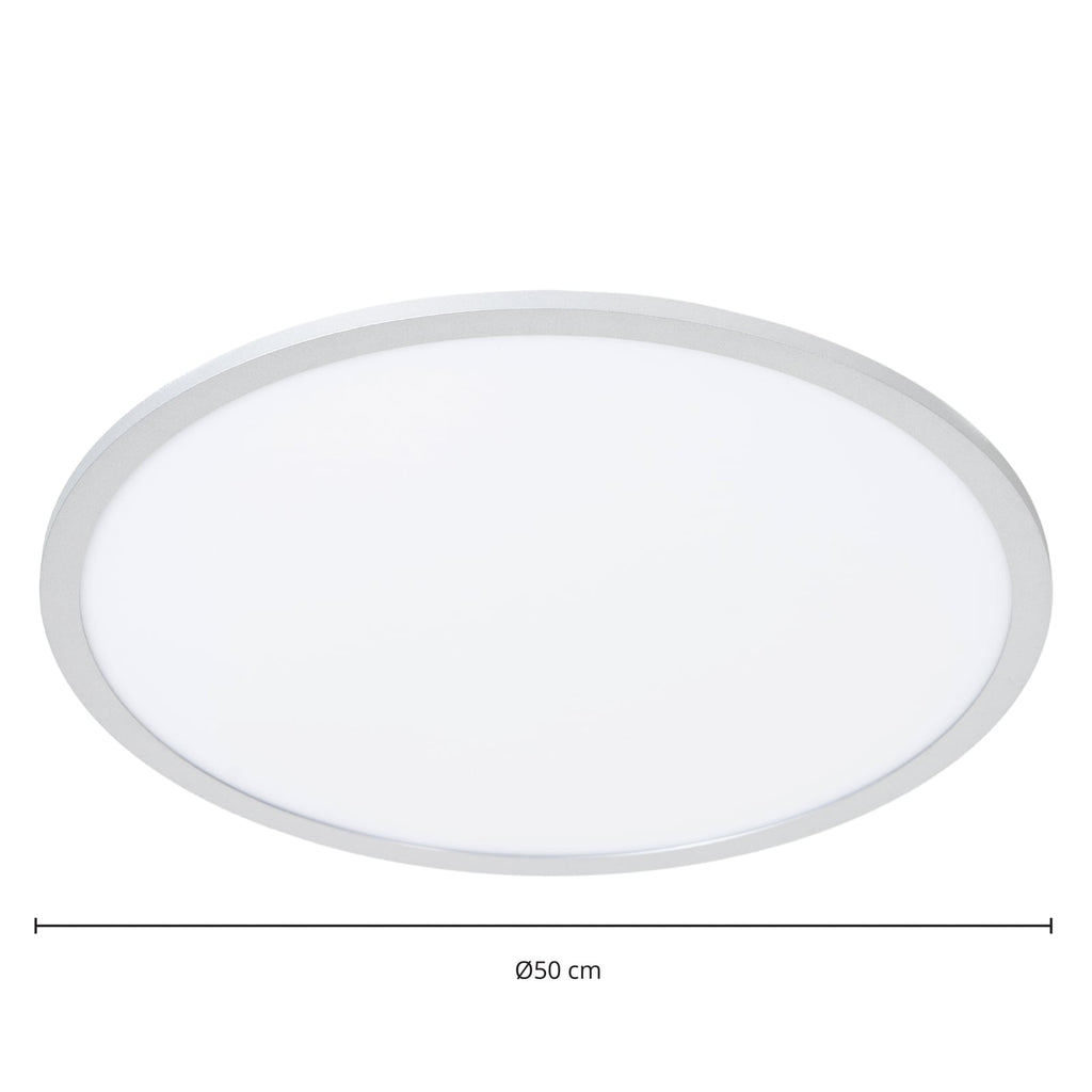 LED taklampe Narima rund sølv Ø50 cm 27W nøytralhvit montert i rom