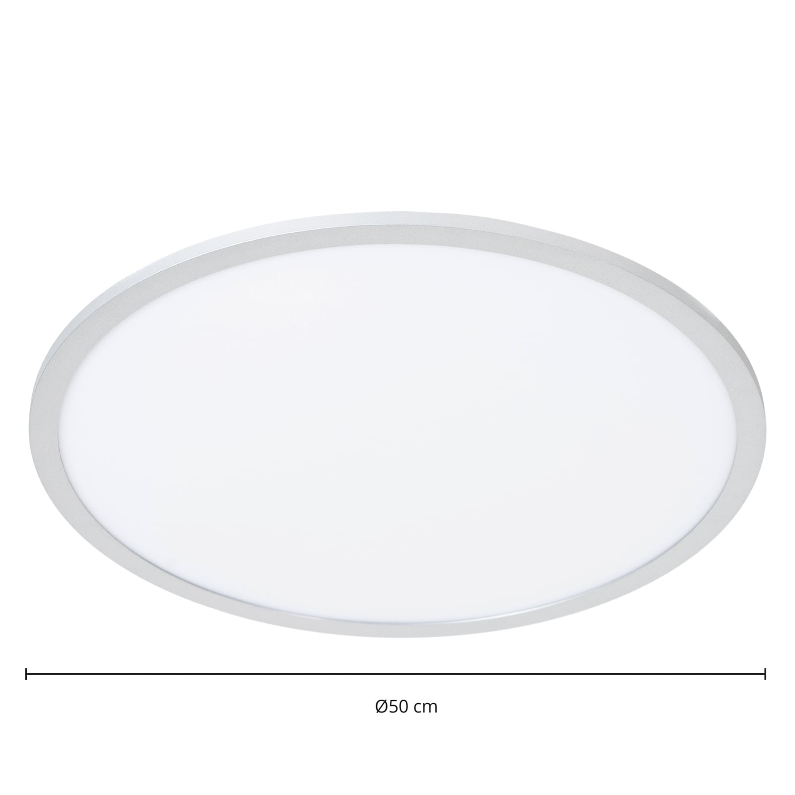 LED taklampe Narima rund sølv Ø50 cm 27W nøytralhvit montert i rom