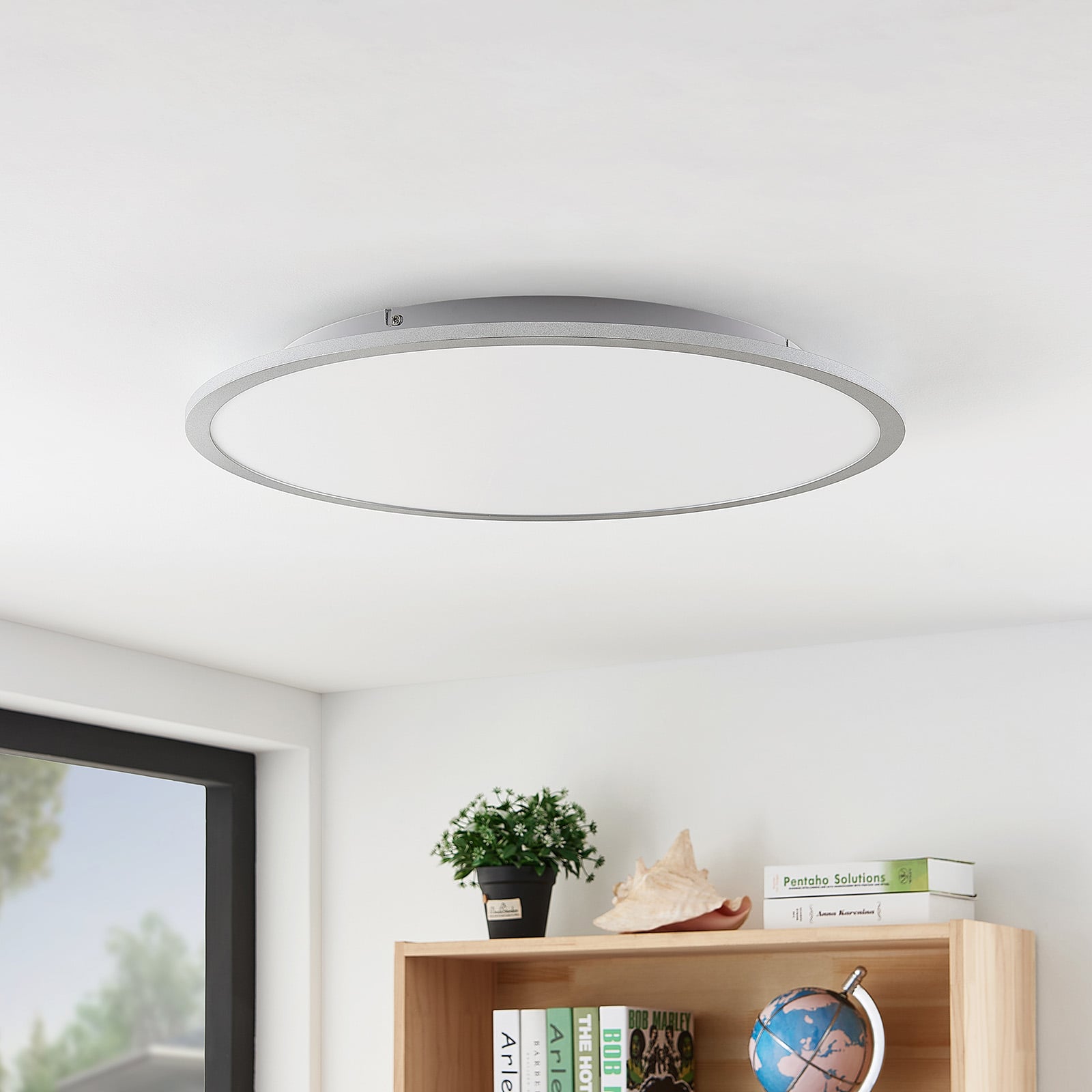 LED taklampe Narima rund sølv Ø60 cm bakside