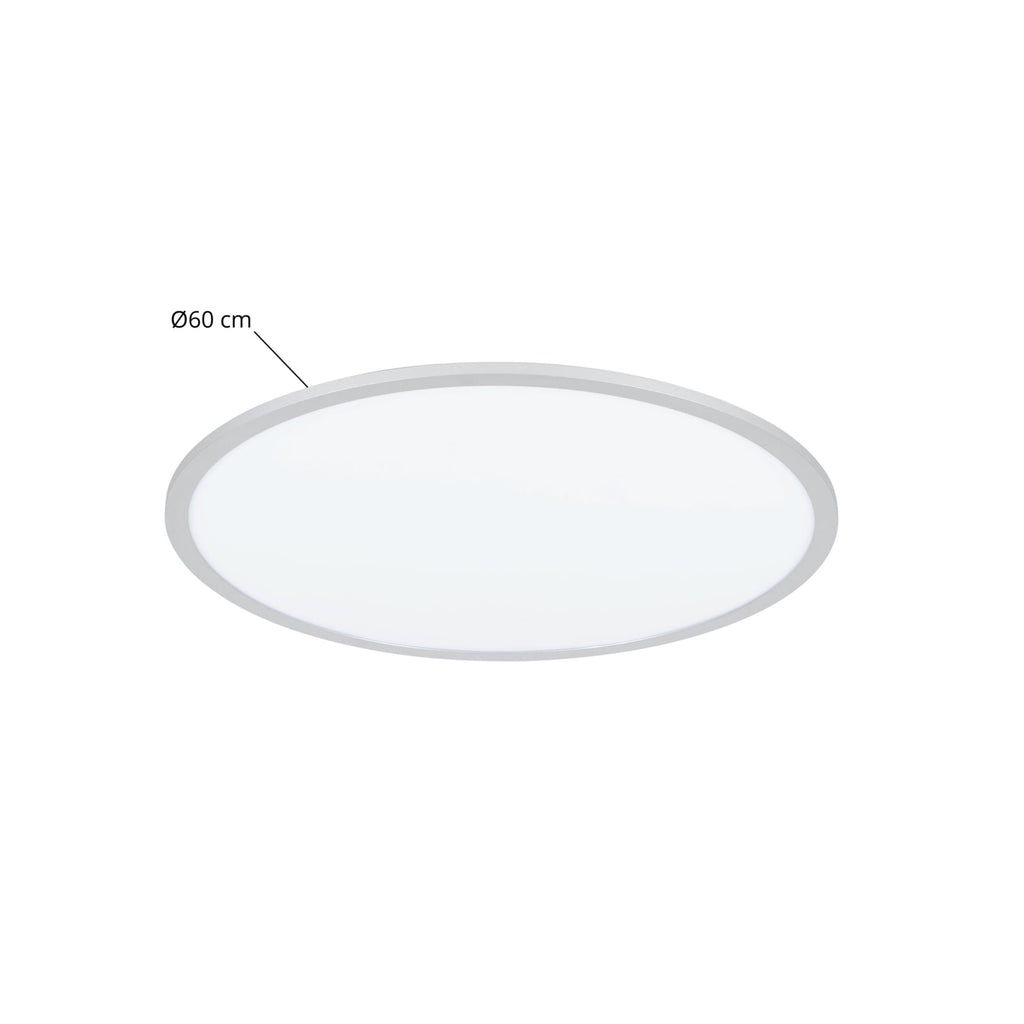 LED taklampe Narima rund sølv Ø60 cm montert i rom