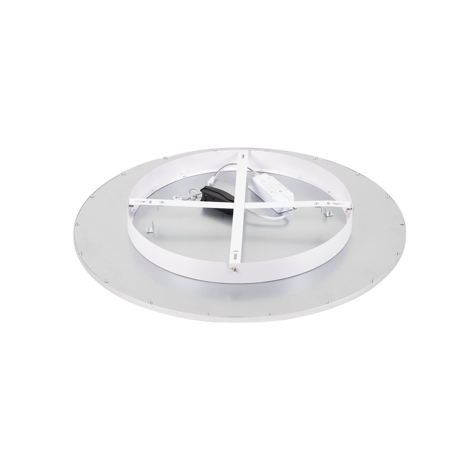 LED taklampe Narima rund sølv Ø60 cm i bruk