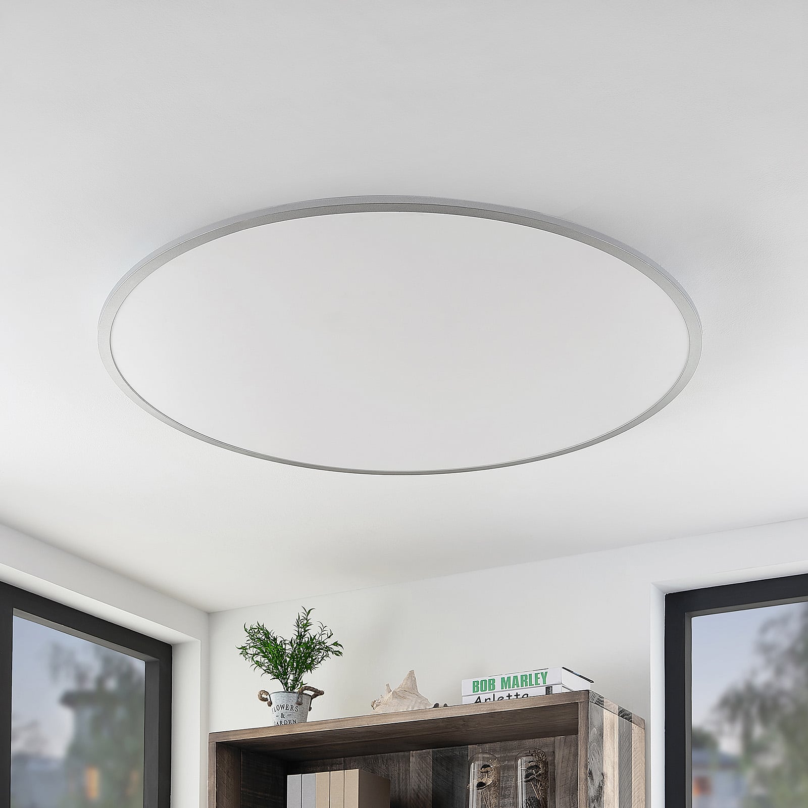 LED taklampe Narima rund sølv Ø100 cm bakside
