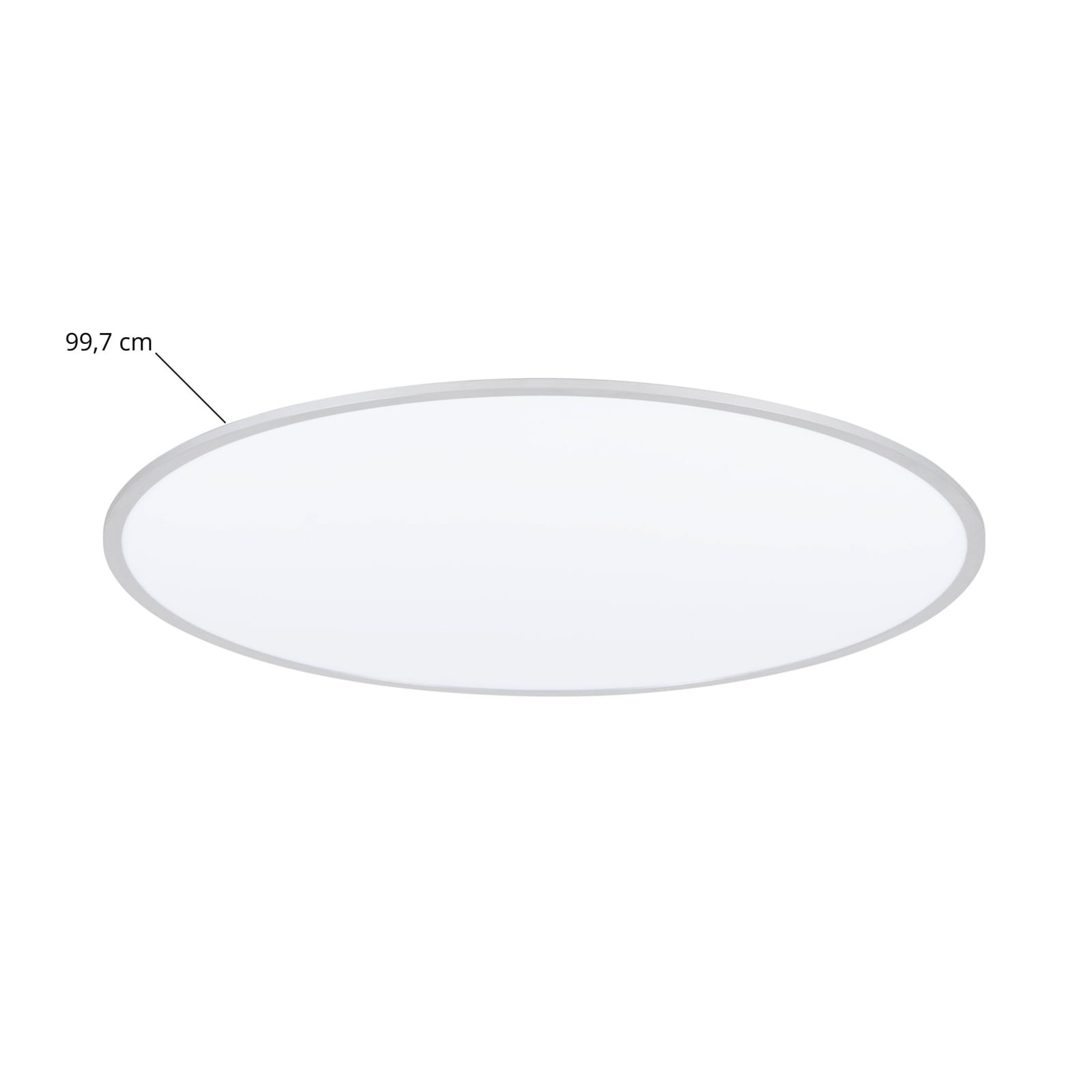 LED taklampe Narima rund sølv Ø100 cm montert i rom