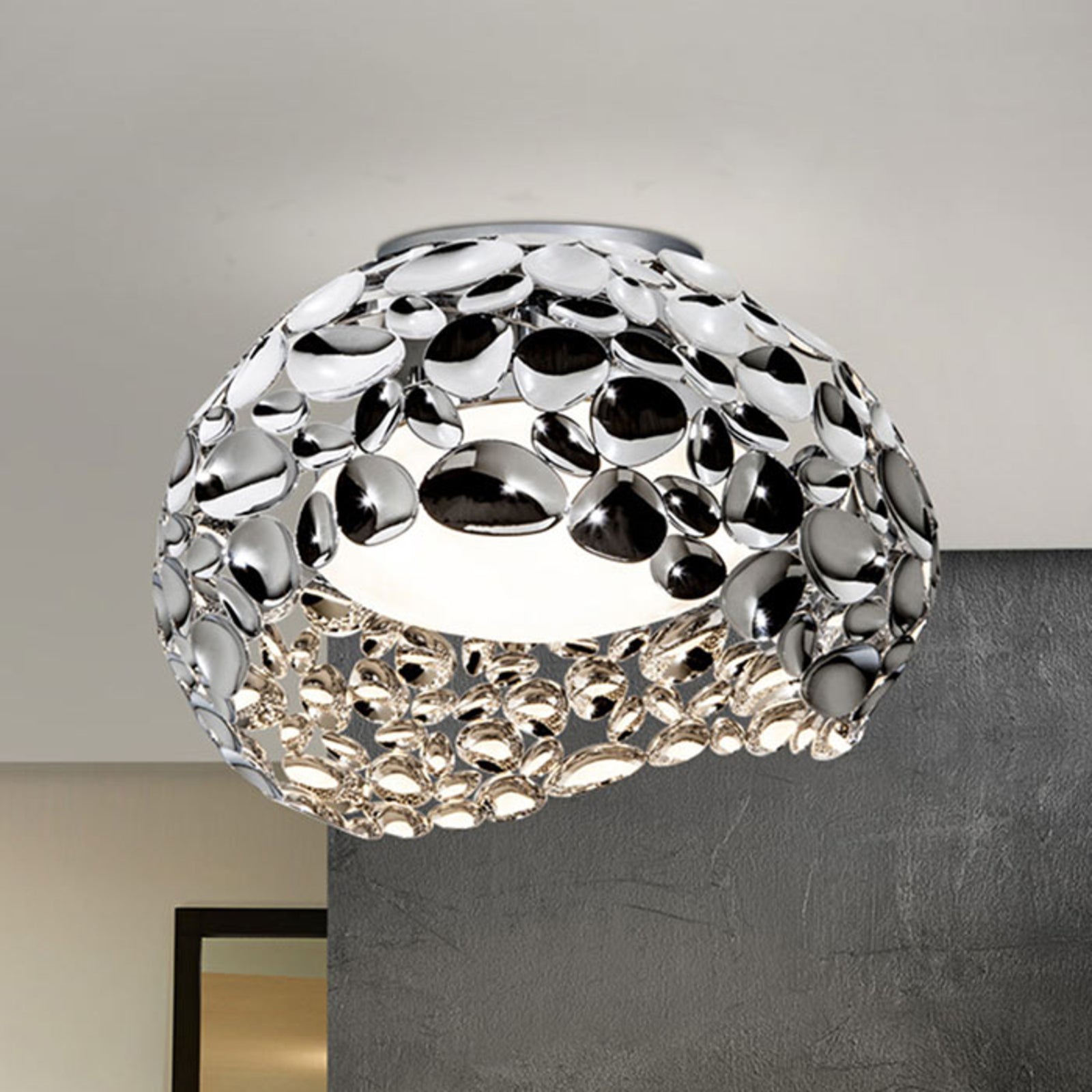 LED taklampe Narisa krom metall/akryl Ø46 cm G9 forfra